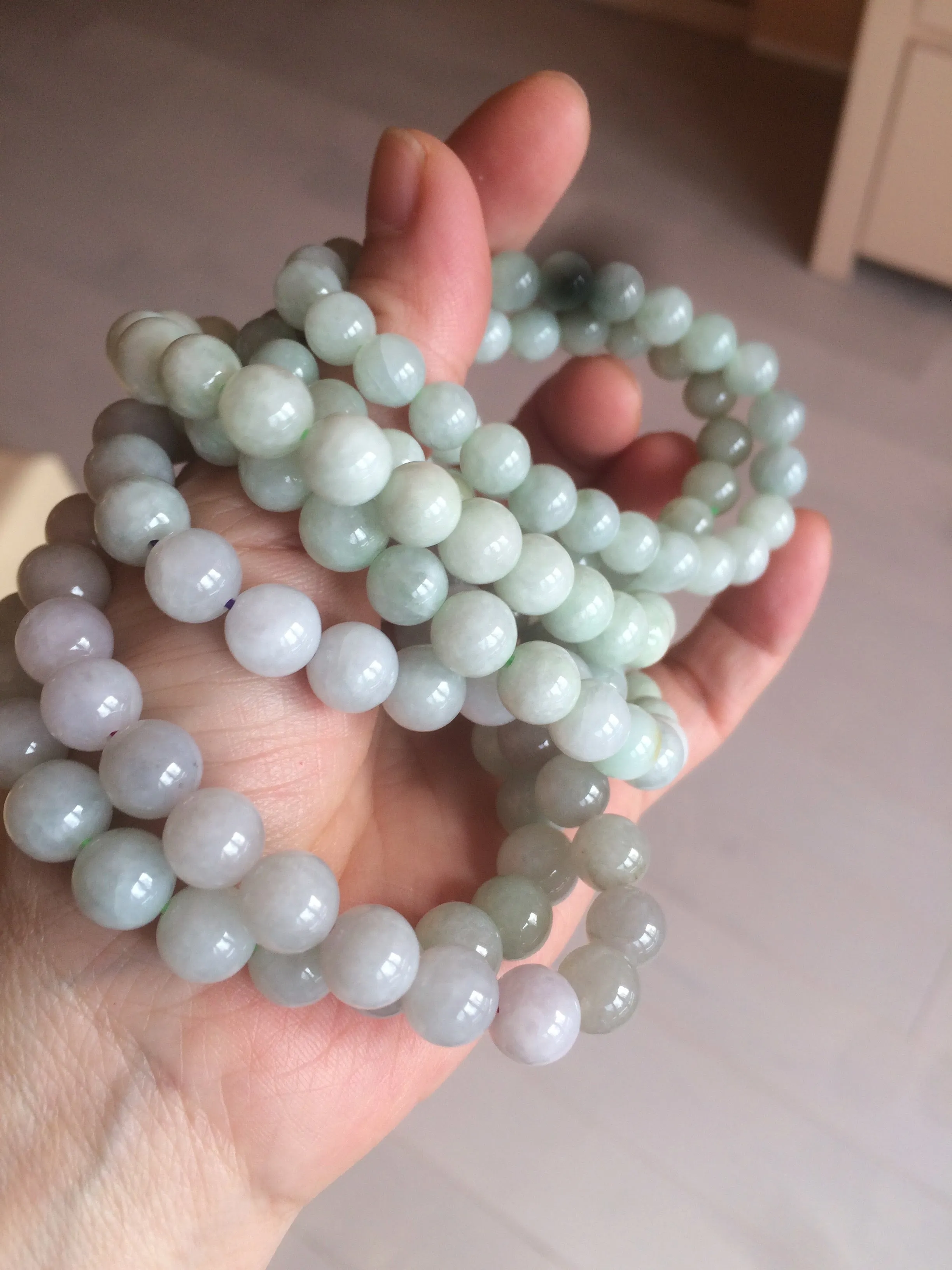 100% natural type A green/white jadeite jade beads bracelet group BK54