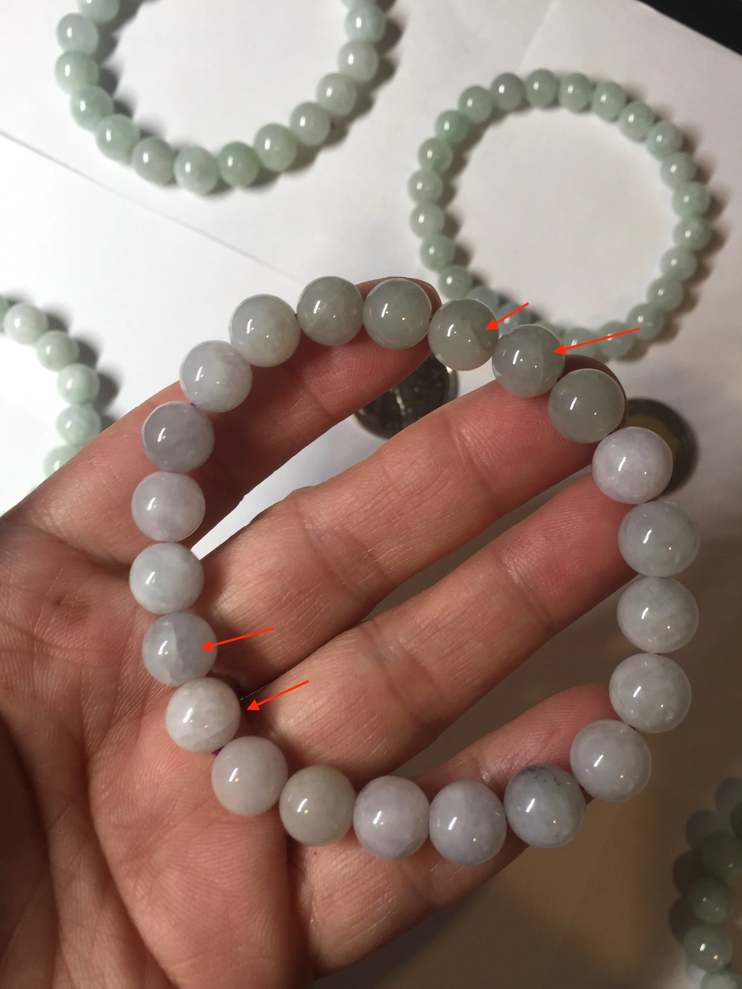 100% natural type A green/white jadeite jade beads bracelet group BK54