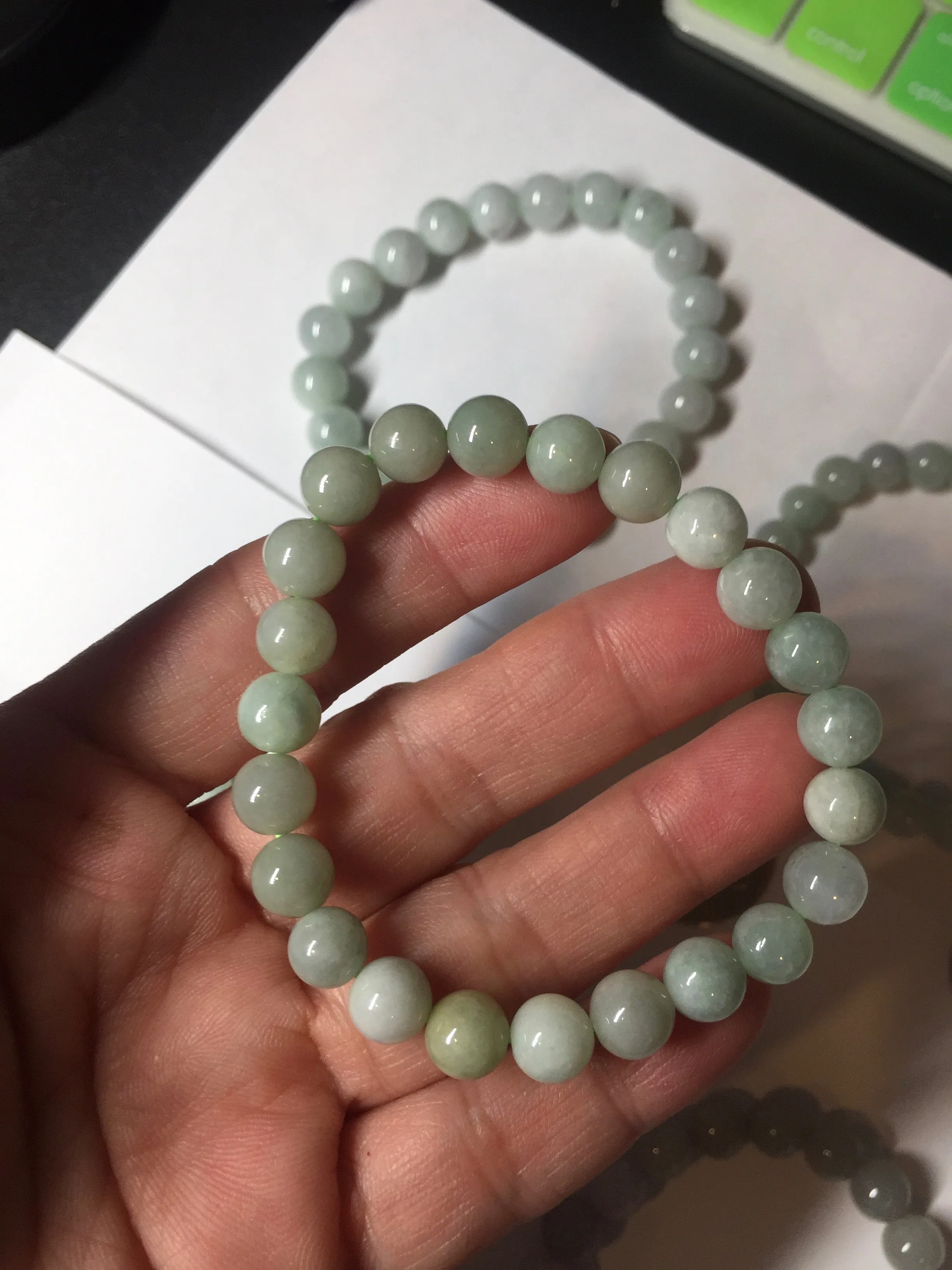 100% natural type A green/white jadeite jade beads bracelet group BK54