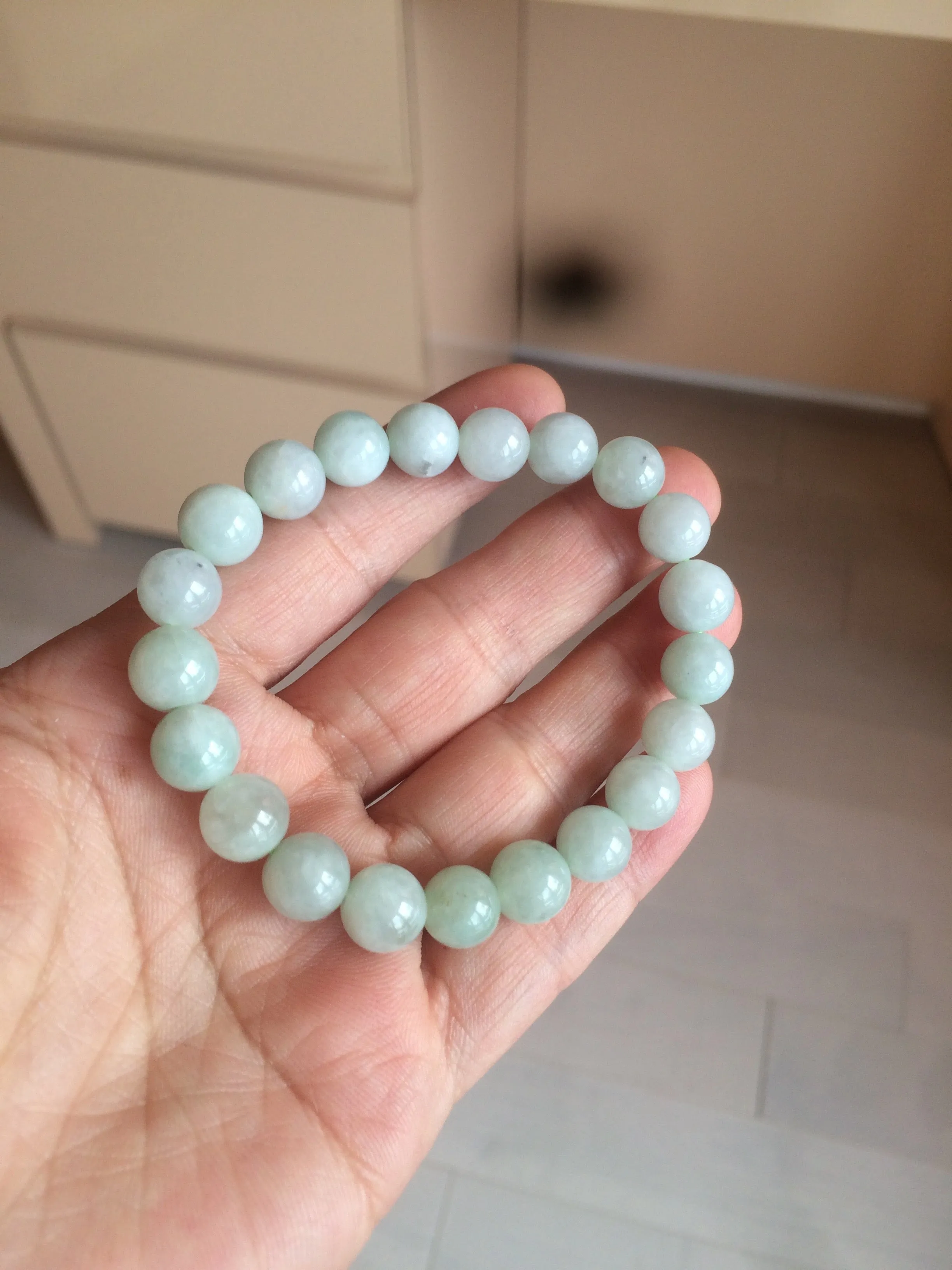 100% natural type A green/white jadeite jade beads bracelet group BK54