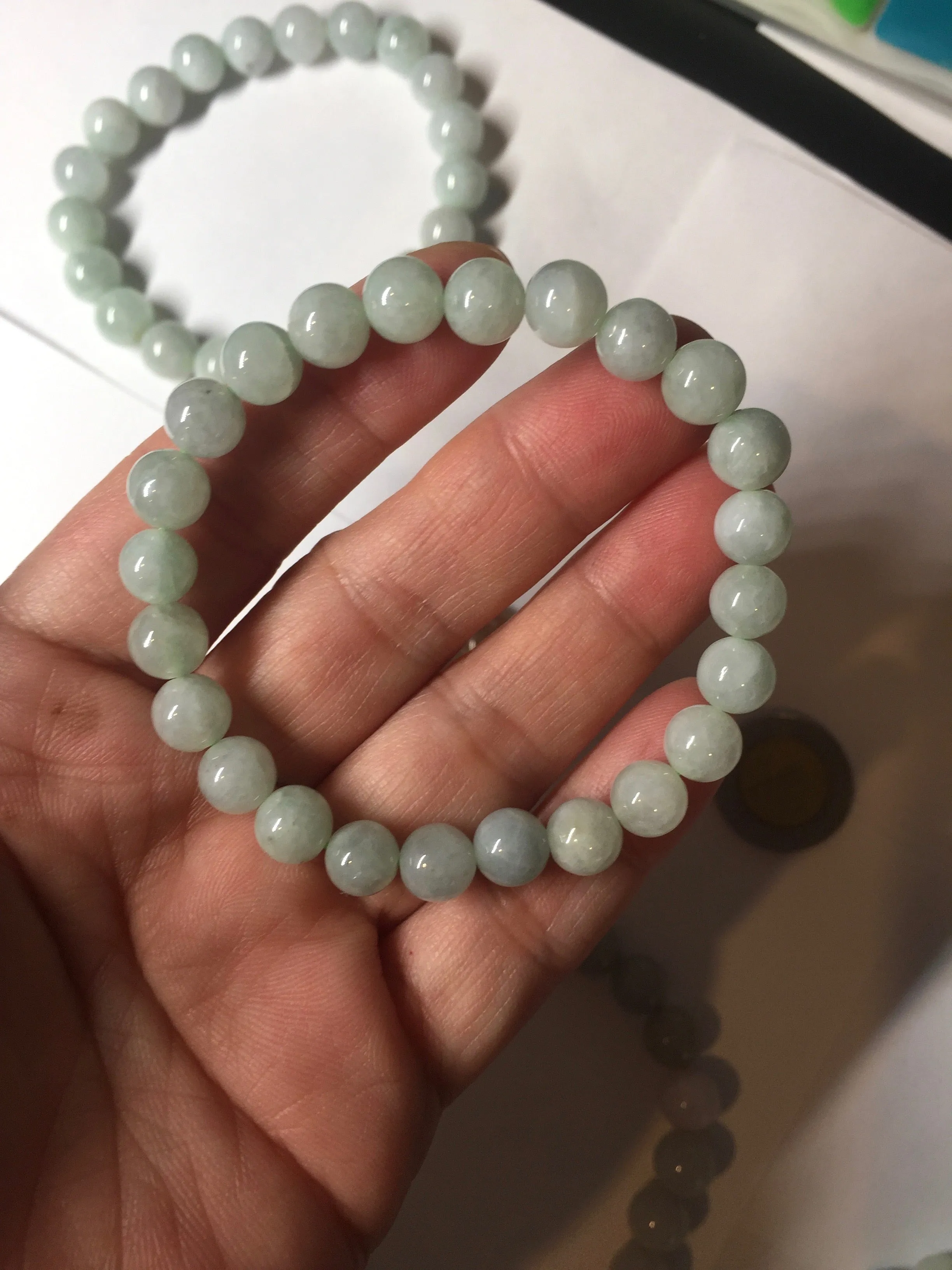 100% natural type A green/white jadeite jade beads bracelet group BK54