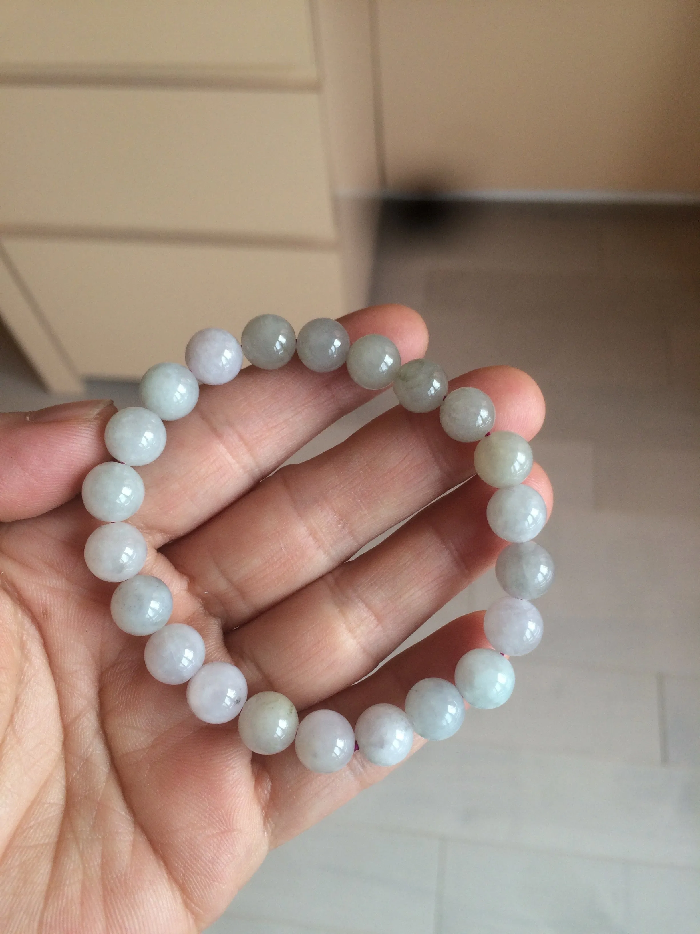 100% natural type A green/white jadeite jade beads bracelet group BK54