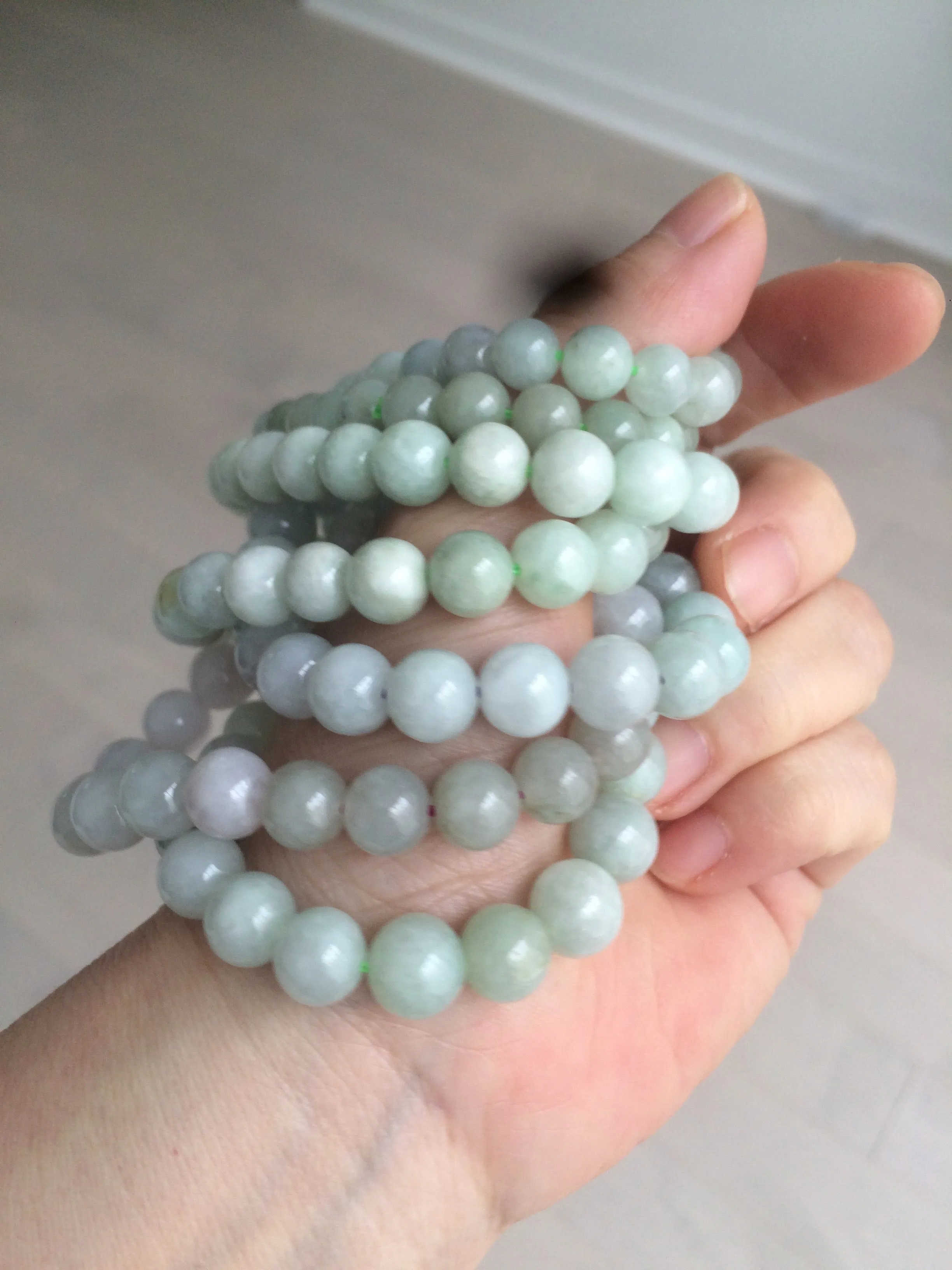 100% natural type A green/white jadeite jade beads bracelet group BK54