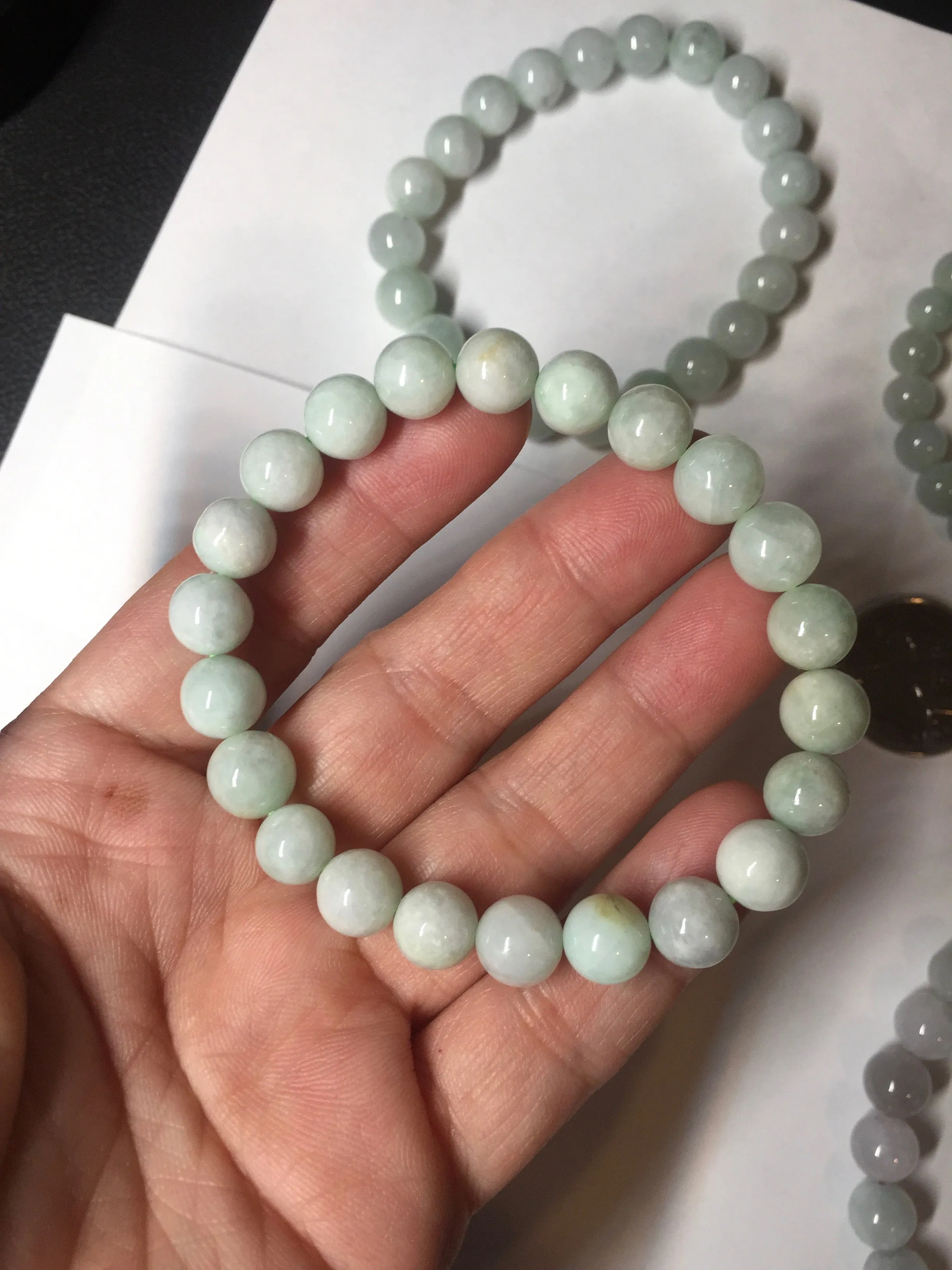 100% natural type A green/white jadeite jade beads bracelet group BK54