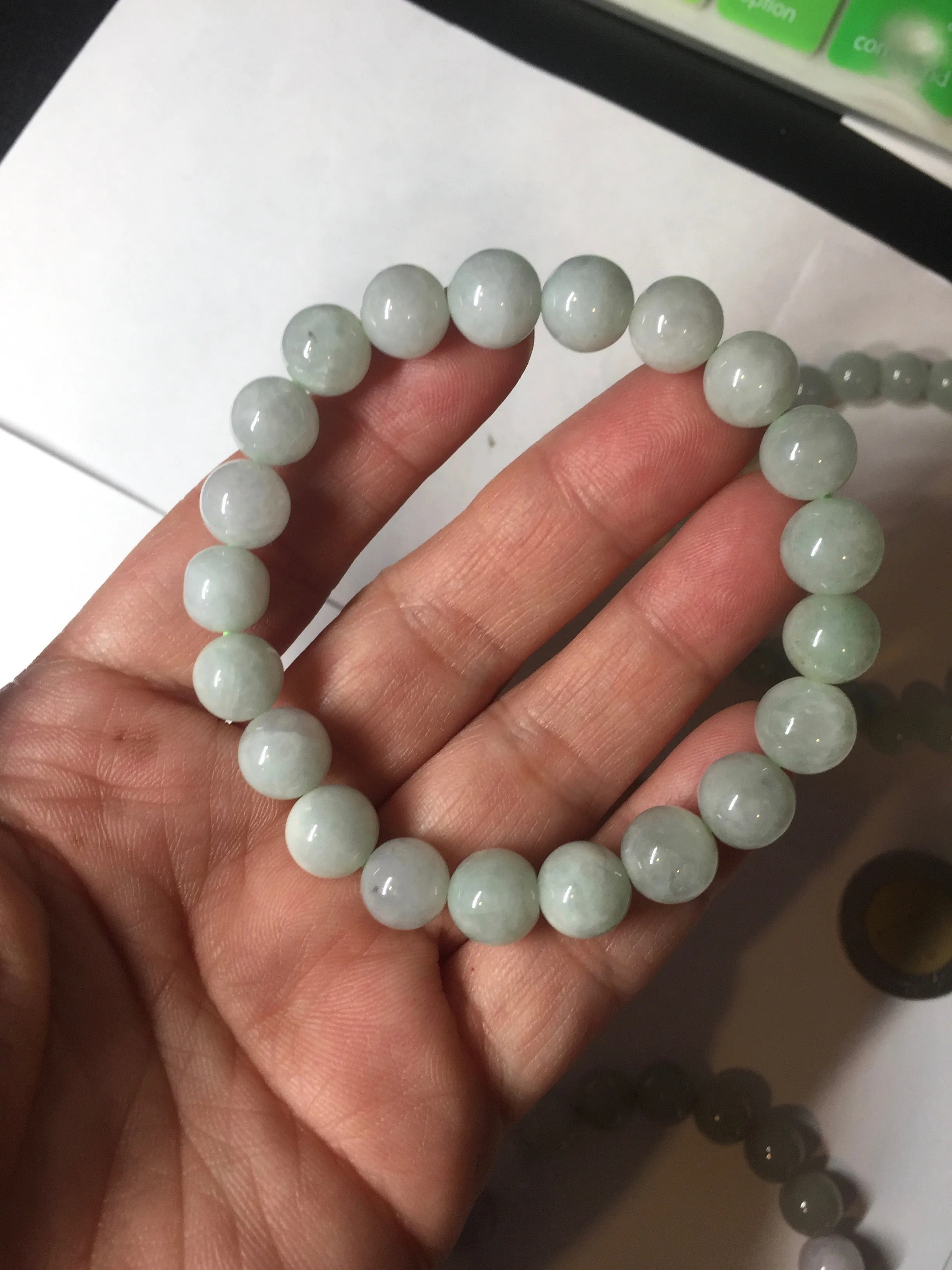 100% natural type A green/white jadeite jade beads bracelet group BK54