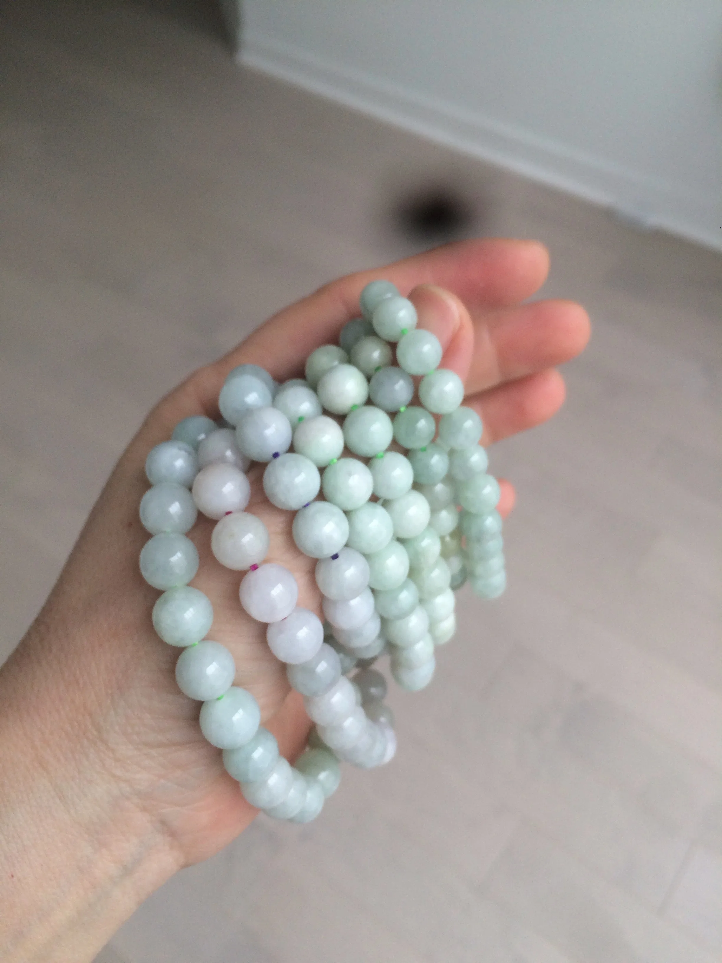 100% natural type A green/white jadeite jade beads bracelet group BK54