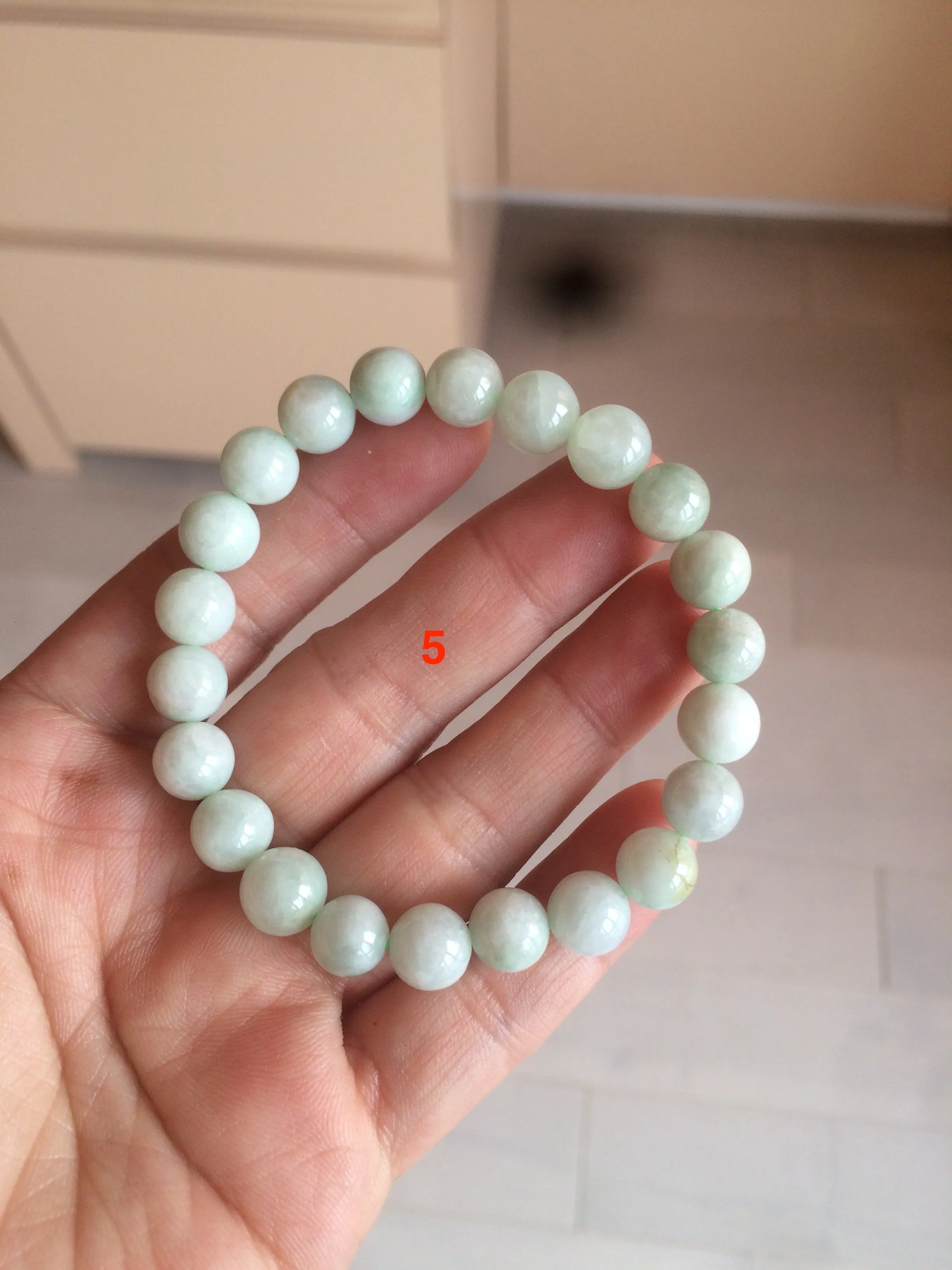 100% natural type A green/white jadeite jade beads bracelet group BK54