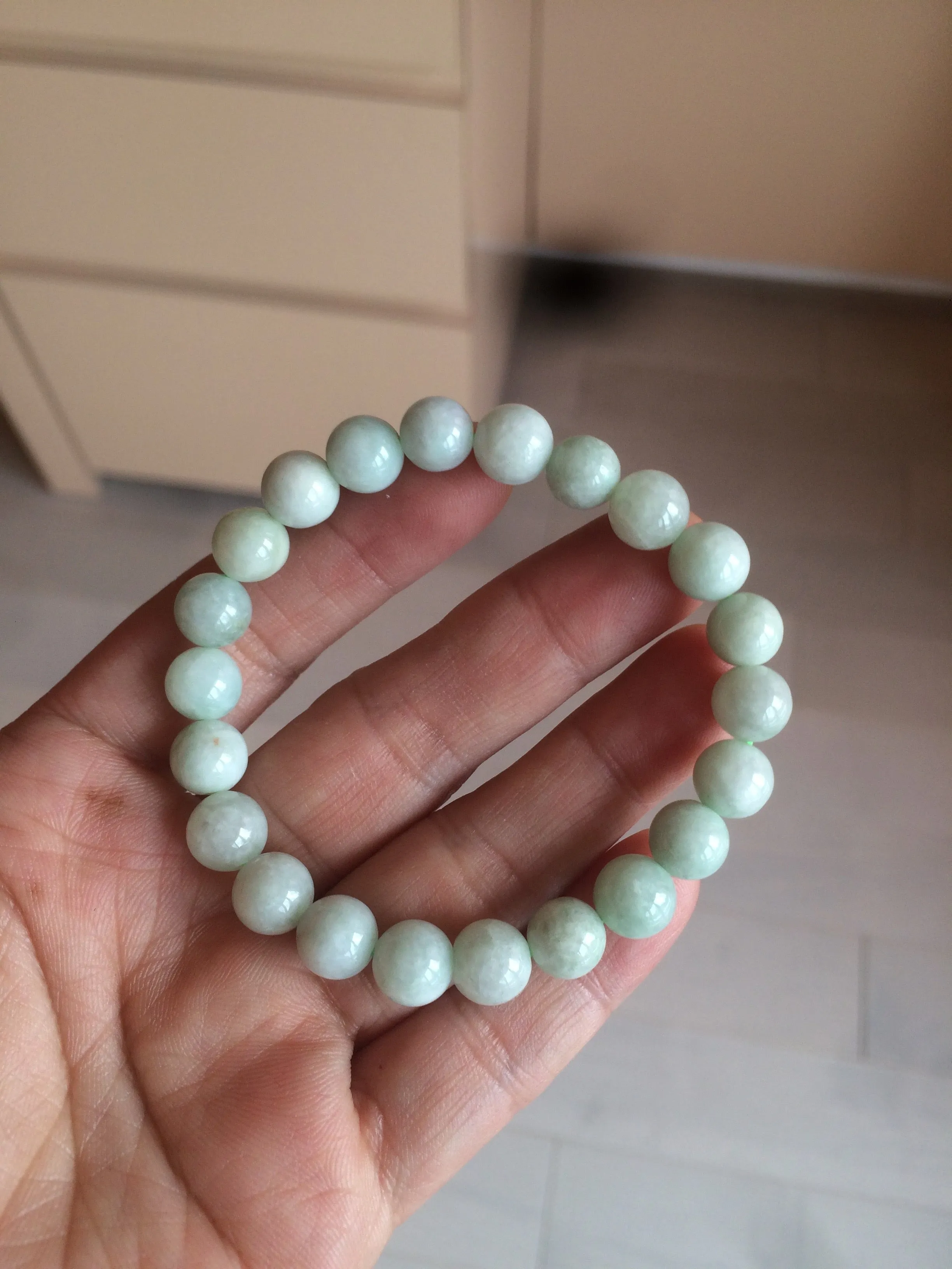 100% natural type A green/white jadeite jade beads bracelet group BK54