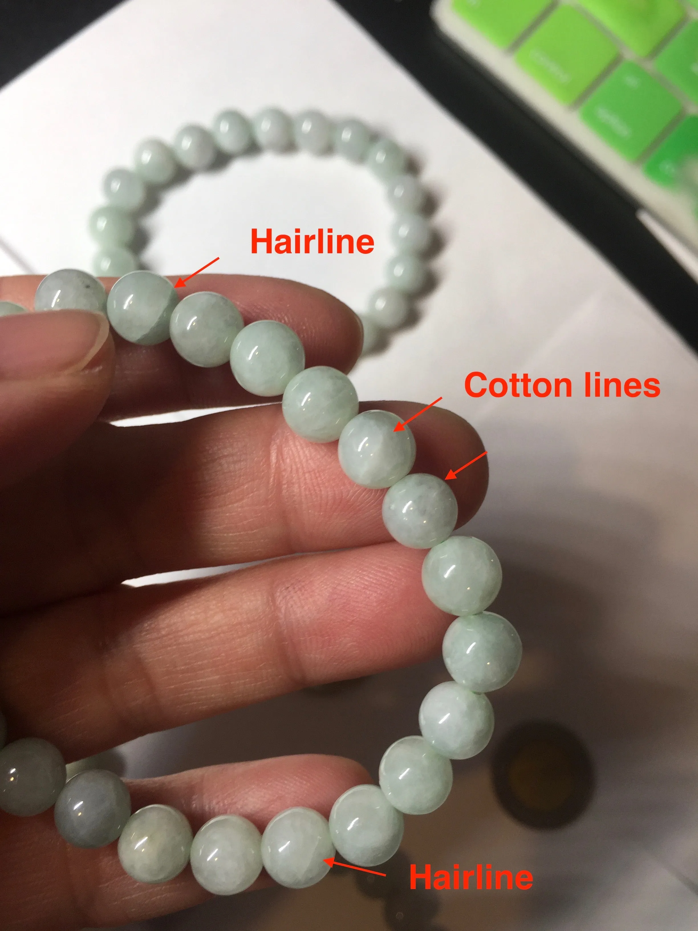 100% natural type A green/white jadeite jade beads bracelet group BK54