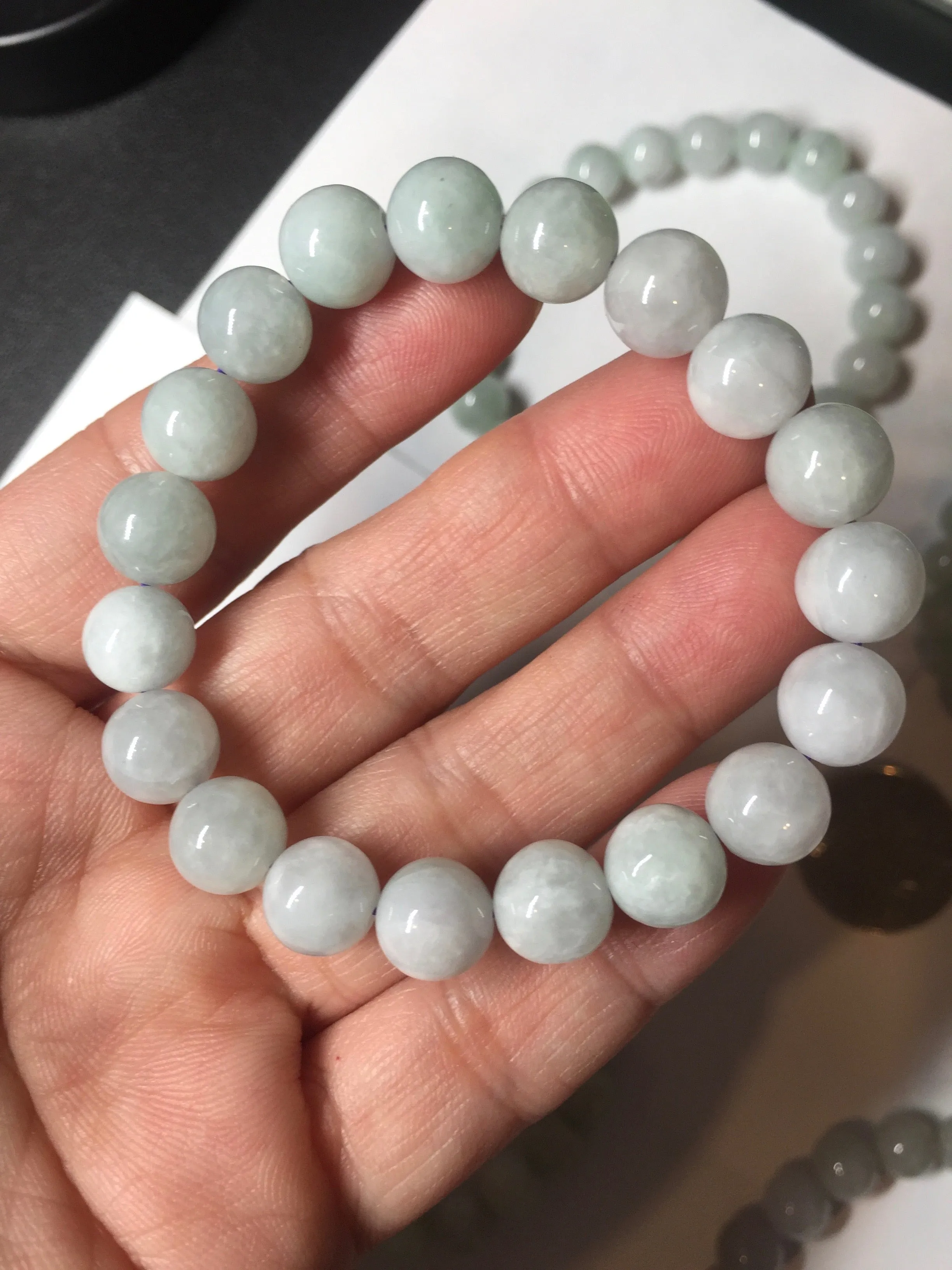 100% natural type A green/white jadeite jade beads bracelet group BK54