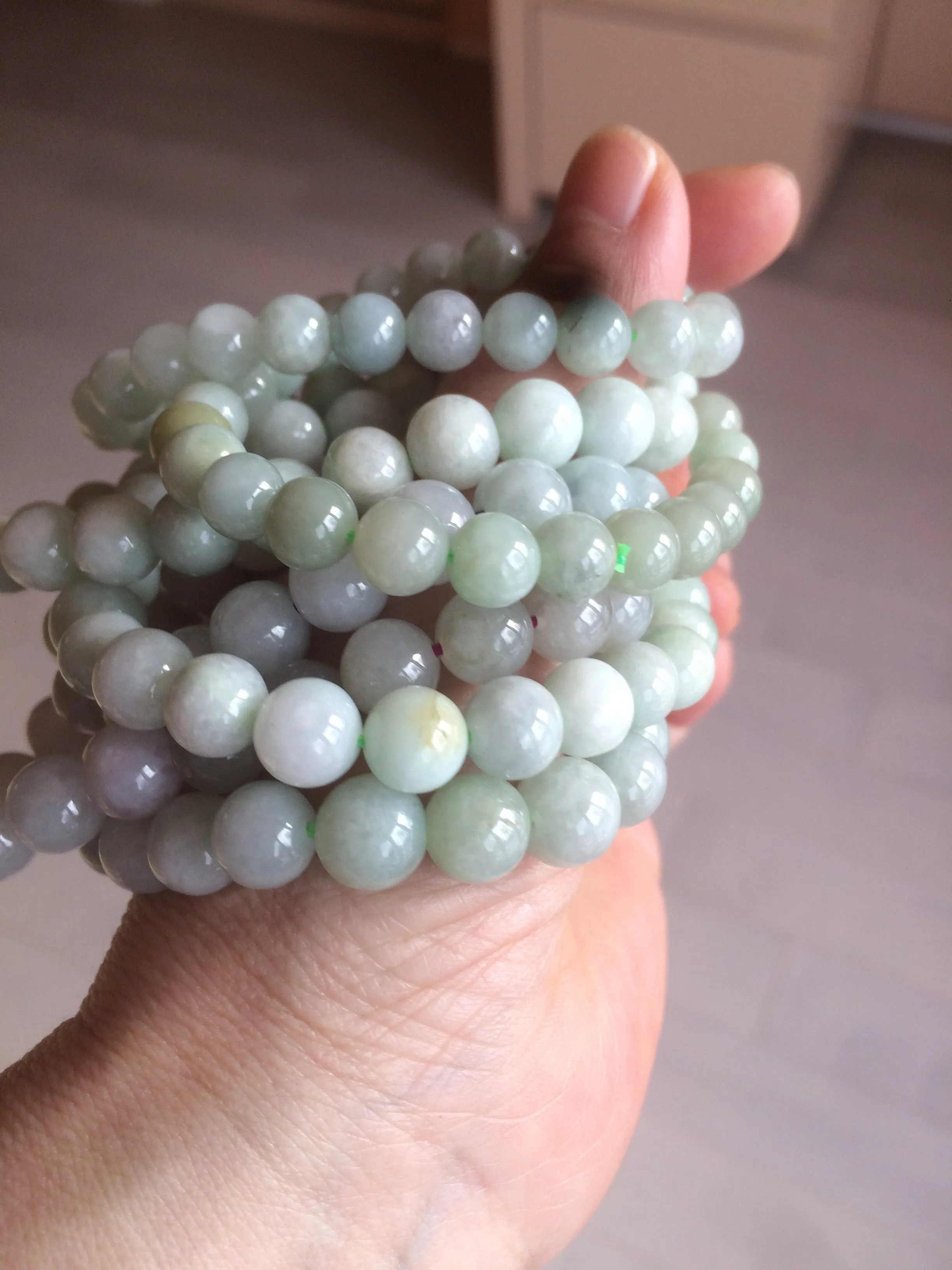 100% natural type A green/white jadeite jade beads bracelet group BK54