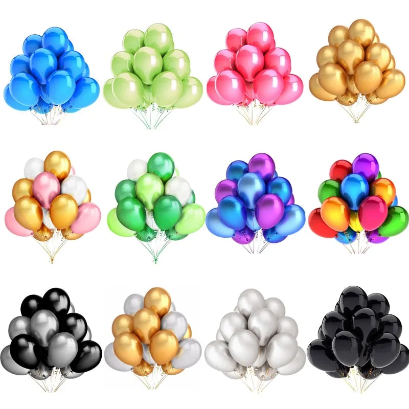 10/20/30pcs 10/12 inch Glossy Pearl Latex Birthday Party/ Wedding Colorful Balloons