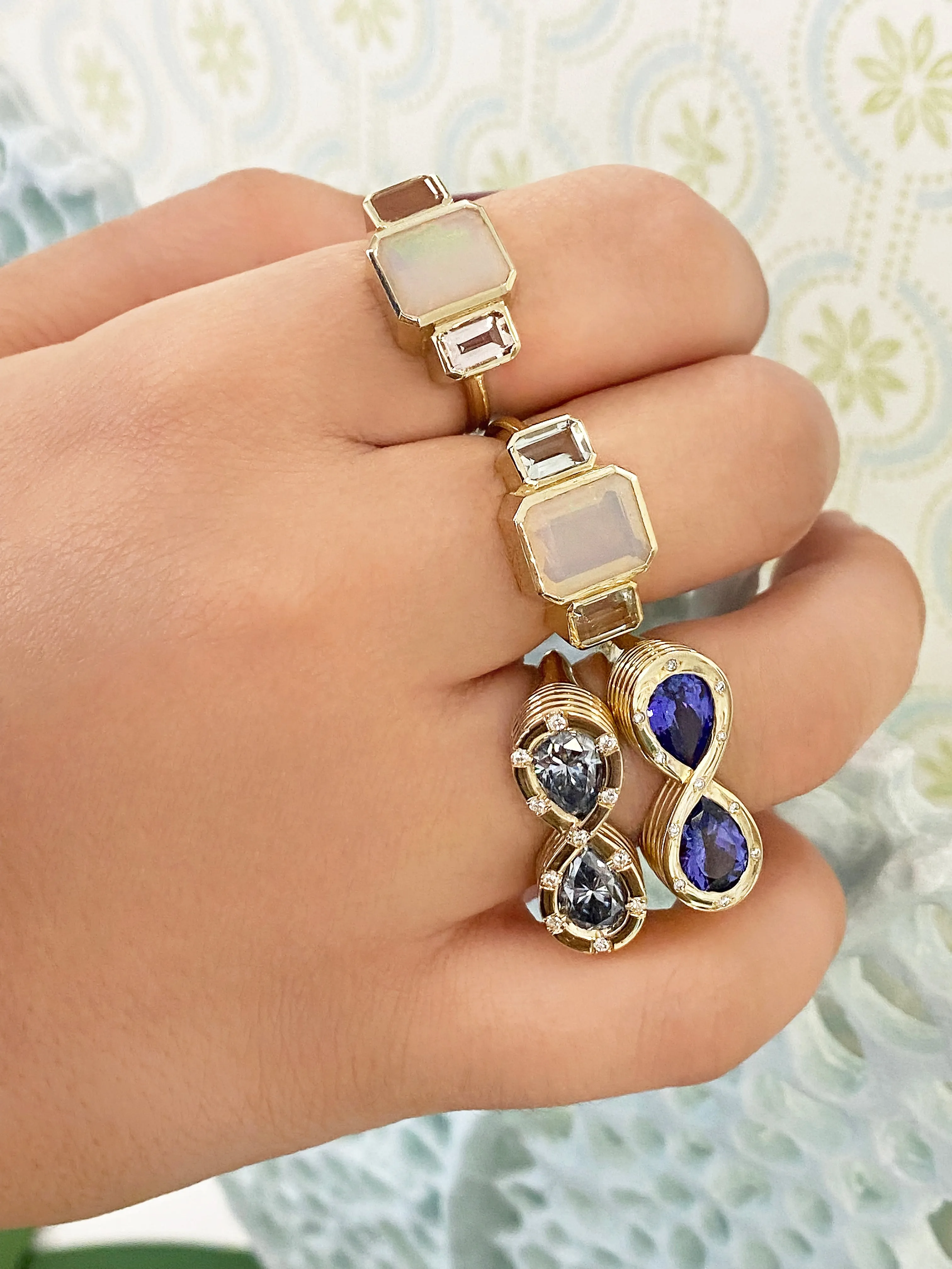 14K YG Tanzanite and Diamond Infinity Ring