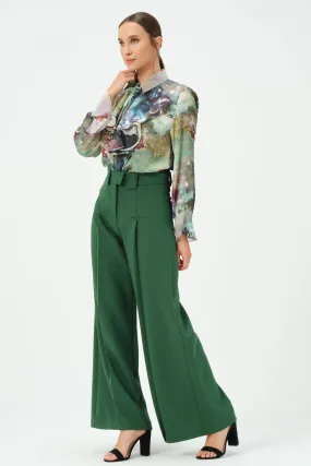 165-AlexeWide Leg Pants Green