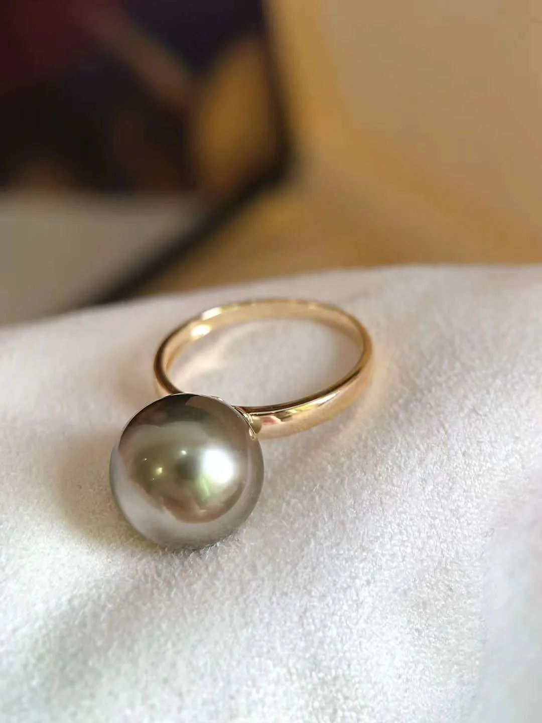 18K Gold 11-12mm Tahitian Pearl Ring  - TS022