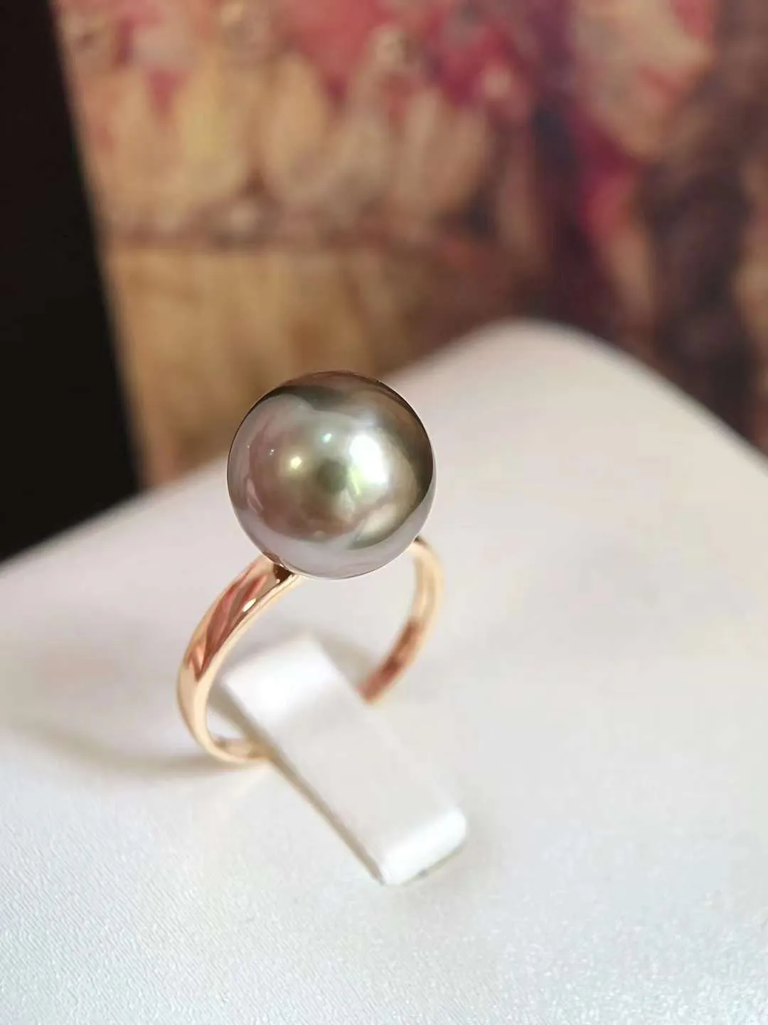 18K Gold 11-12mm Tahitian Pearl Ring  - TS022