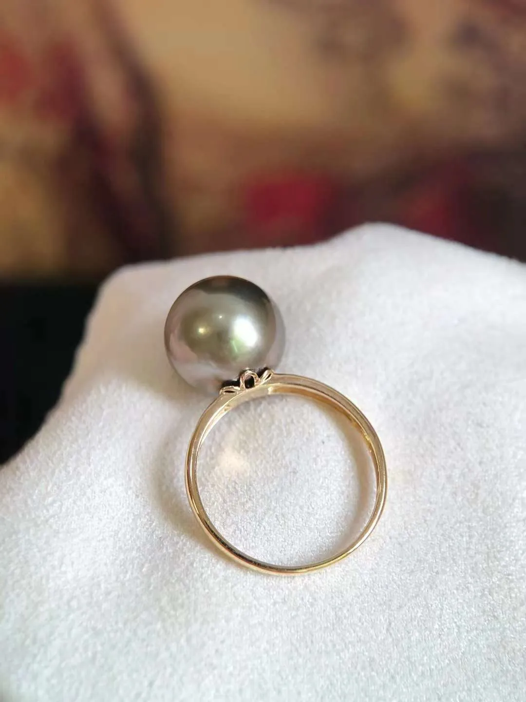 18K Gold 11-12mm Tahitian Pearl Ring  - TS022