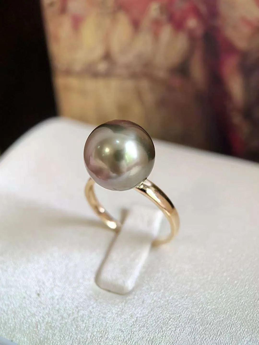 18K Gold 11-12mm Tahitian Pearl Ring  - TS022