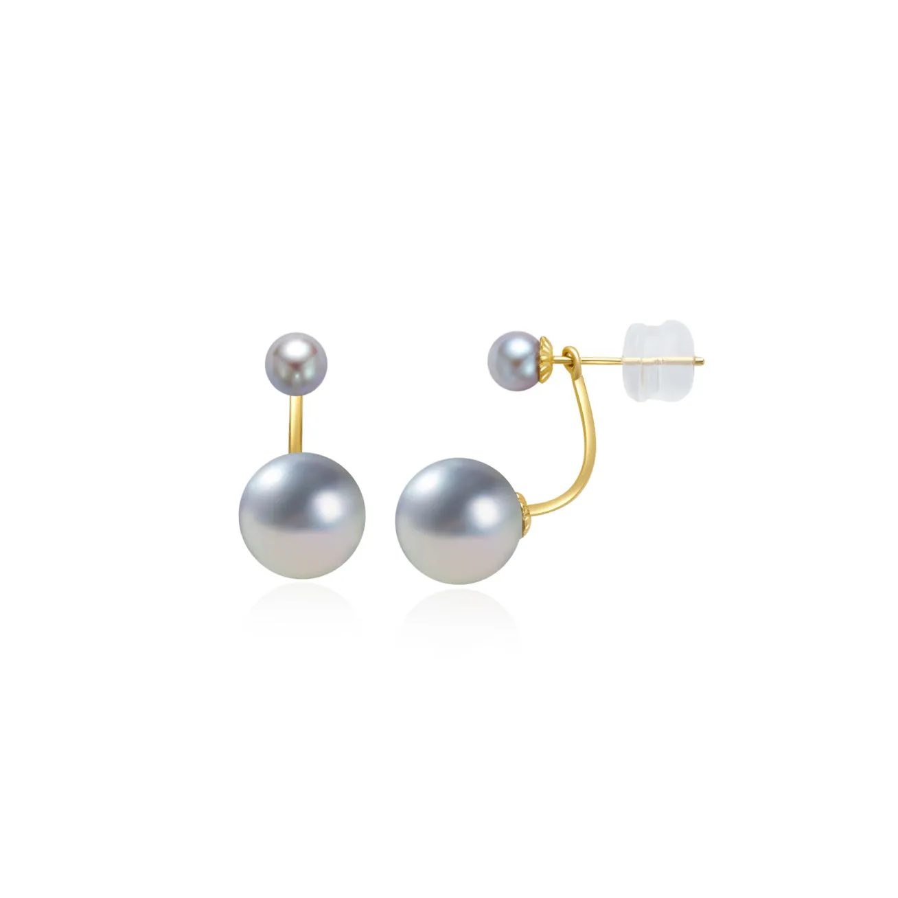 18K Gold Silver Blue Akoya Pearl Earrings KE00158