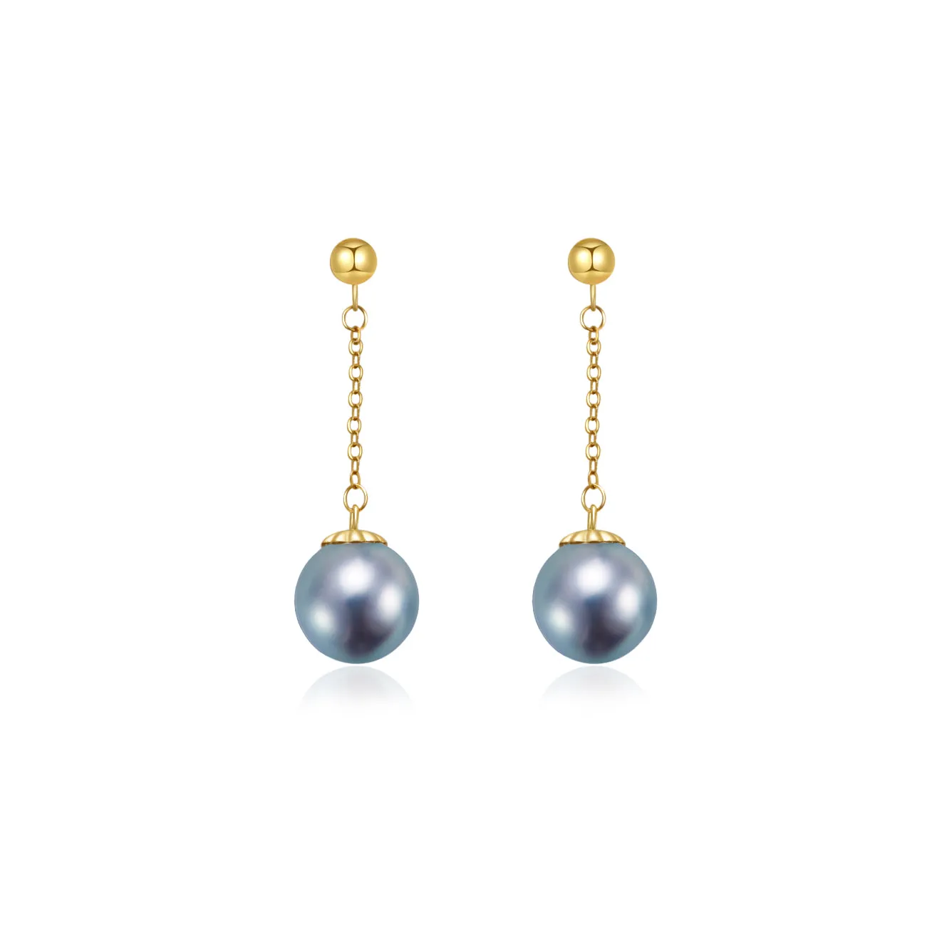 18K Gold Silver Blue Akoya Pearl Earrings KE00163