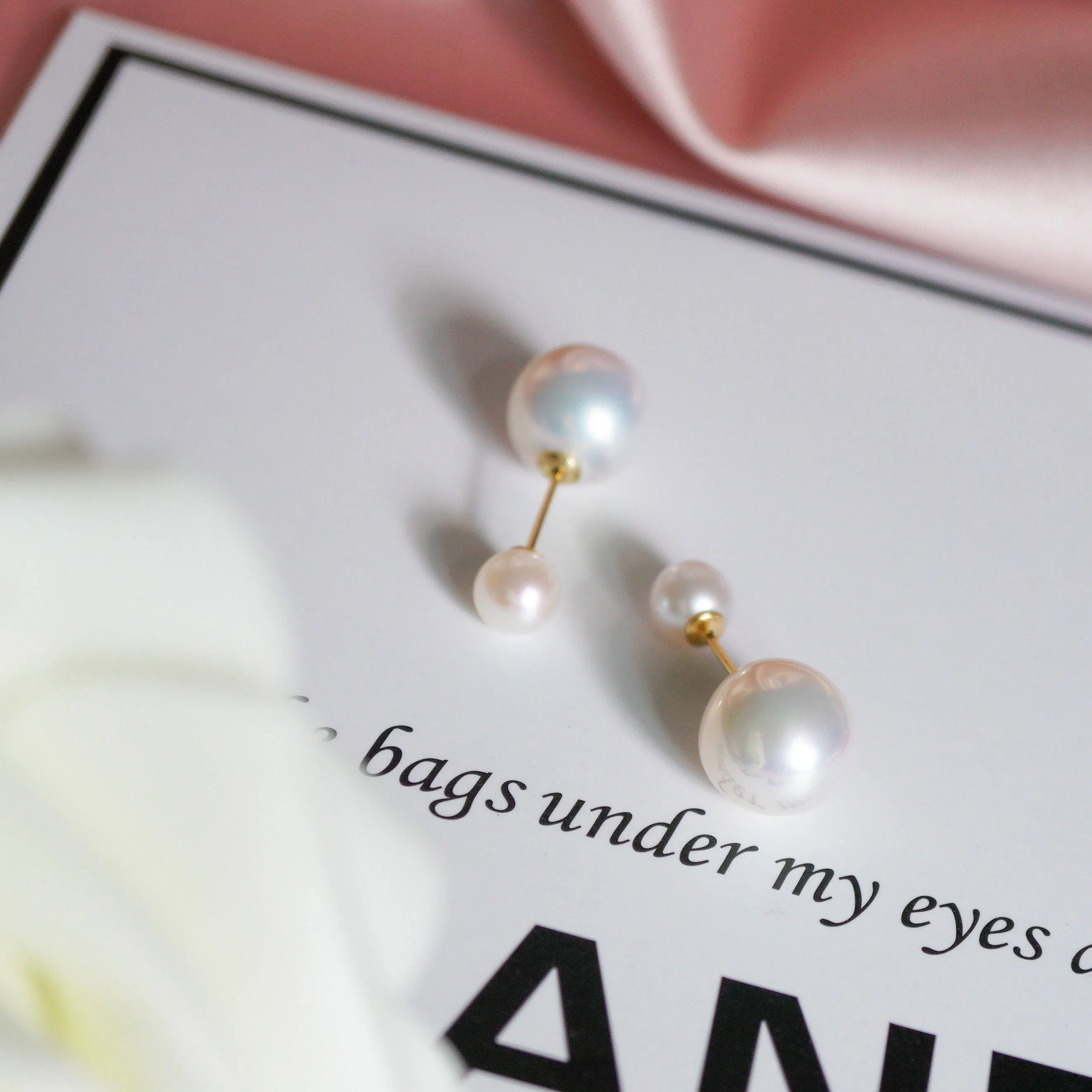 18K Solid Gold Interchangeable Freshwater Pearl Earrings KE00042 | Possibilities