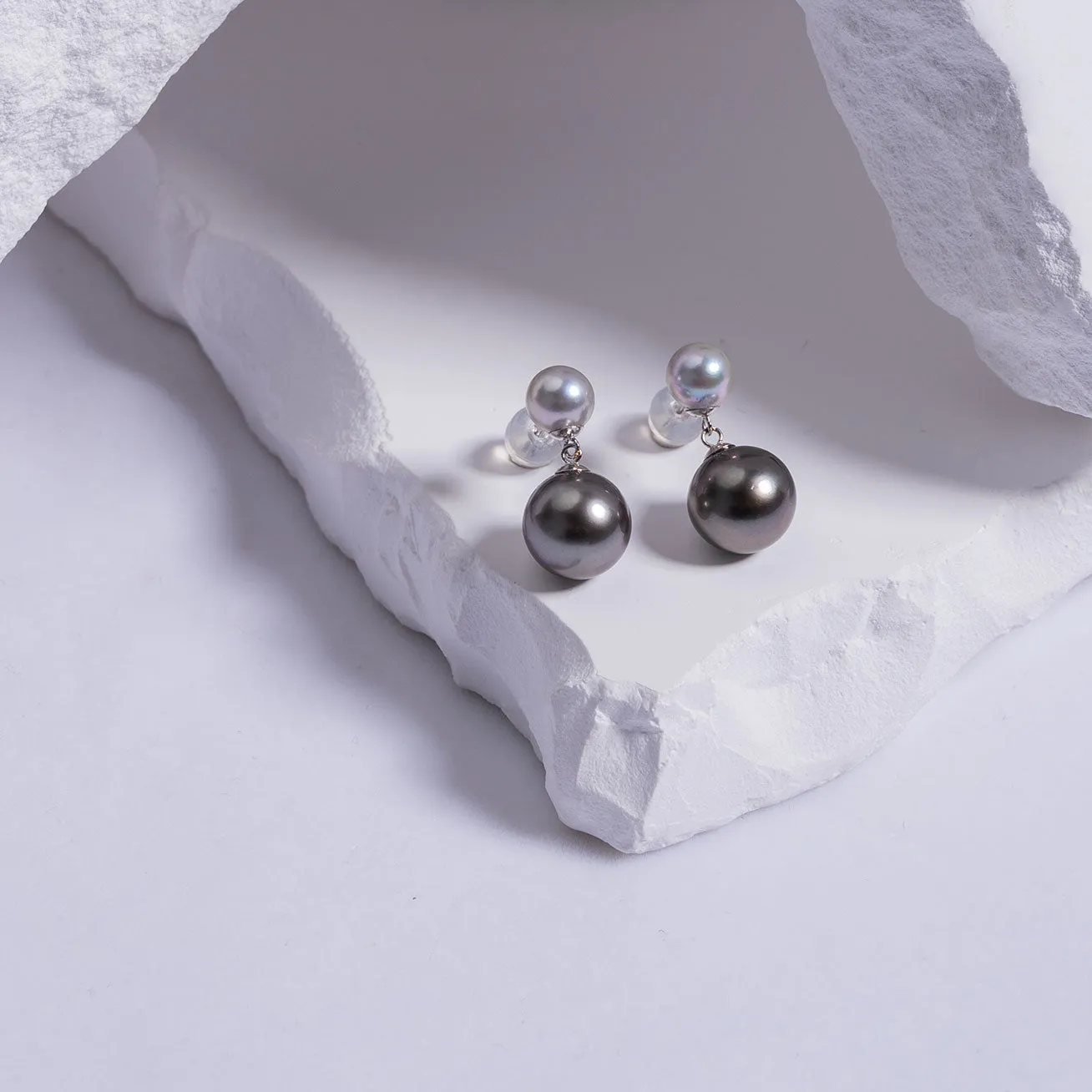 18K Tahitian & Madama Pearl Earrings KE00106