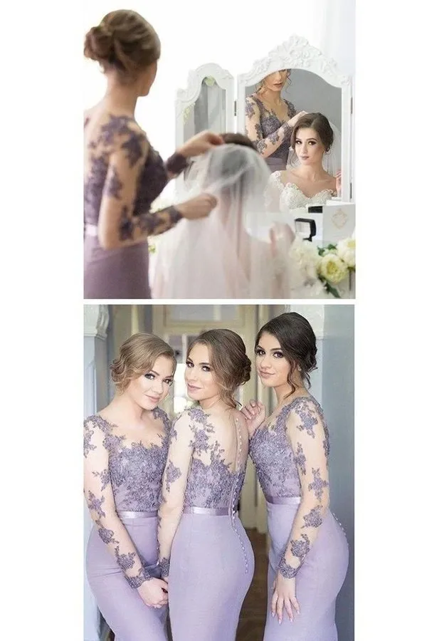 2024 Long Sleeves Bridesmaid Dresses Mermaid Scoop PP43HQJ2