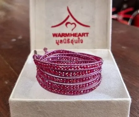 2mm crystal wrap bracelet ruby