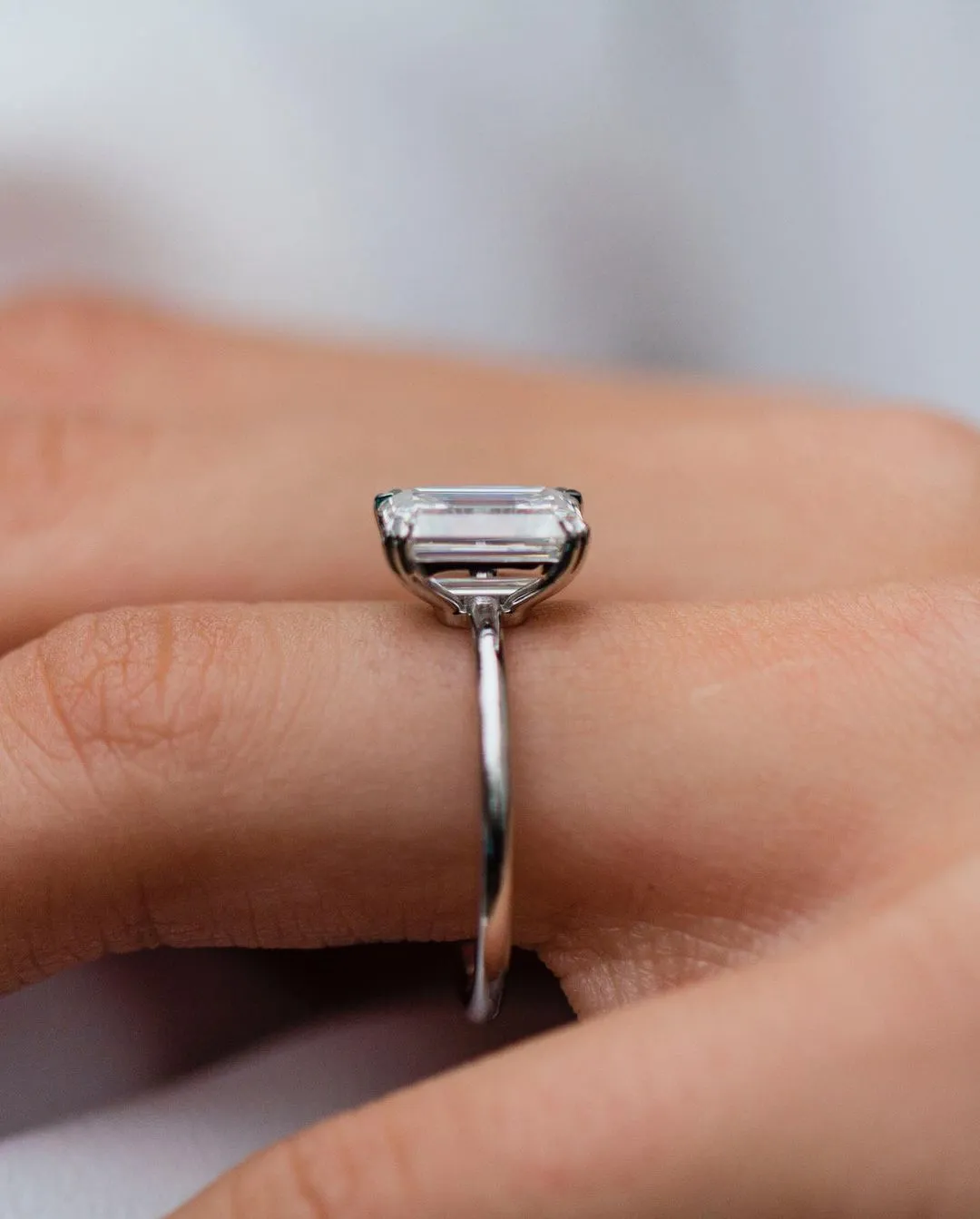 3ct Emerald Cut Moissanite Solitaire Engagement Ring