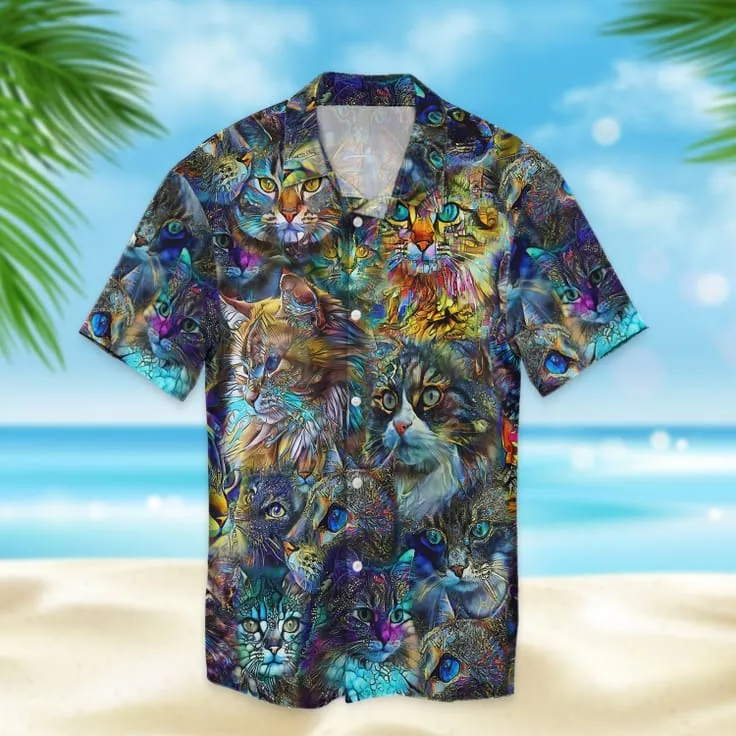 3D All Over Printed Cat On Hawaiian Shirts, Many Cats Hawaiian Shirts, Hawaiian Shirts Full Of Cat