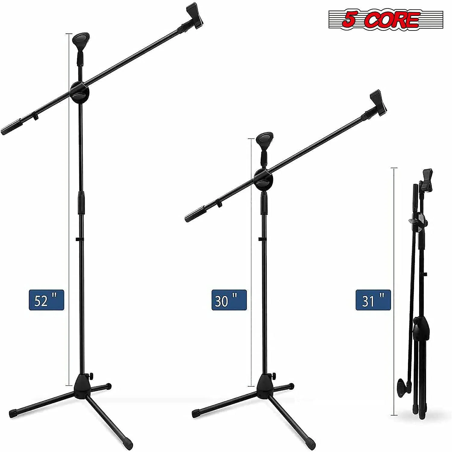 5Core 360° Rotating Microphone Stand Dual Mic Clip Boom Arm Foldable