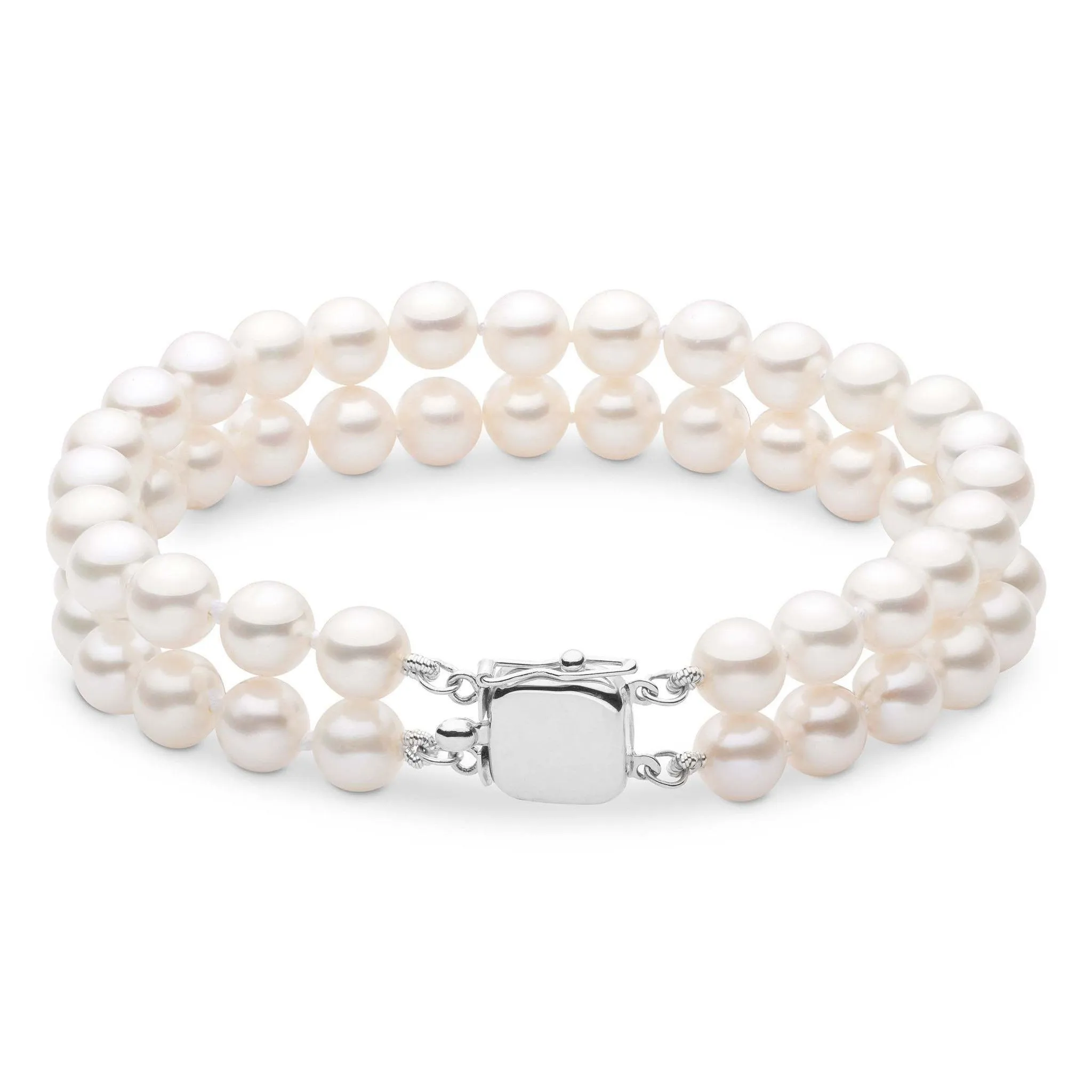 7.5-8.0 mm White Freshwater AAA Pearl Double Strand Bracelet