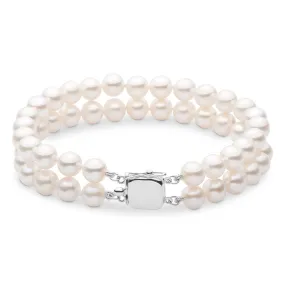 7.5-8.0 mm White Freshwater AAA Pearl Double Strand Bracelet