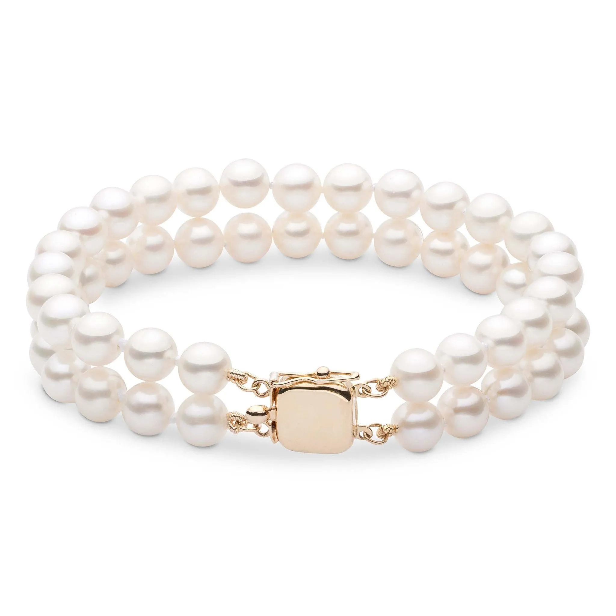 7.5-8.0 mm White Freshwater AAA Pearl Double Strand Bracelet