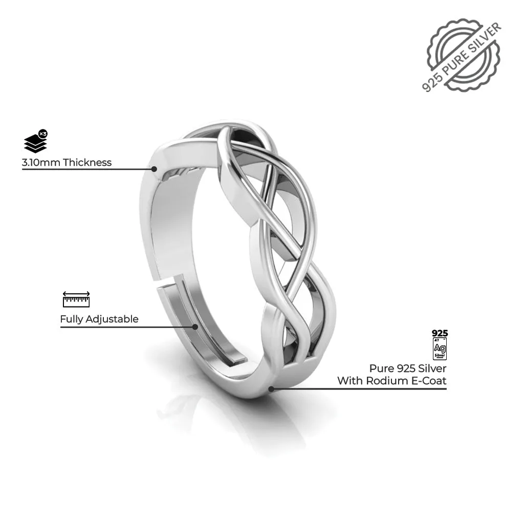 925 Pure Starling One Single Promise Silver and Celtic Knot Couple's Ring