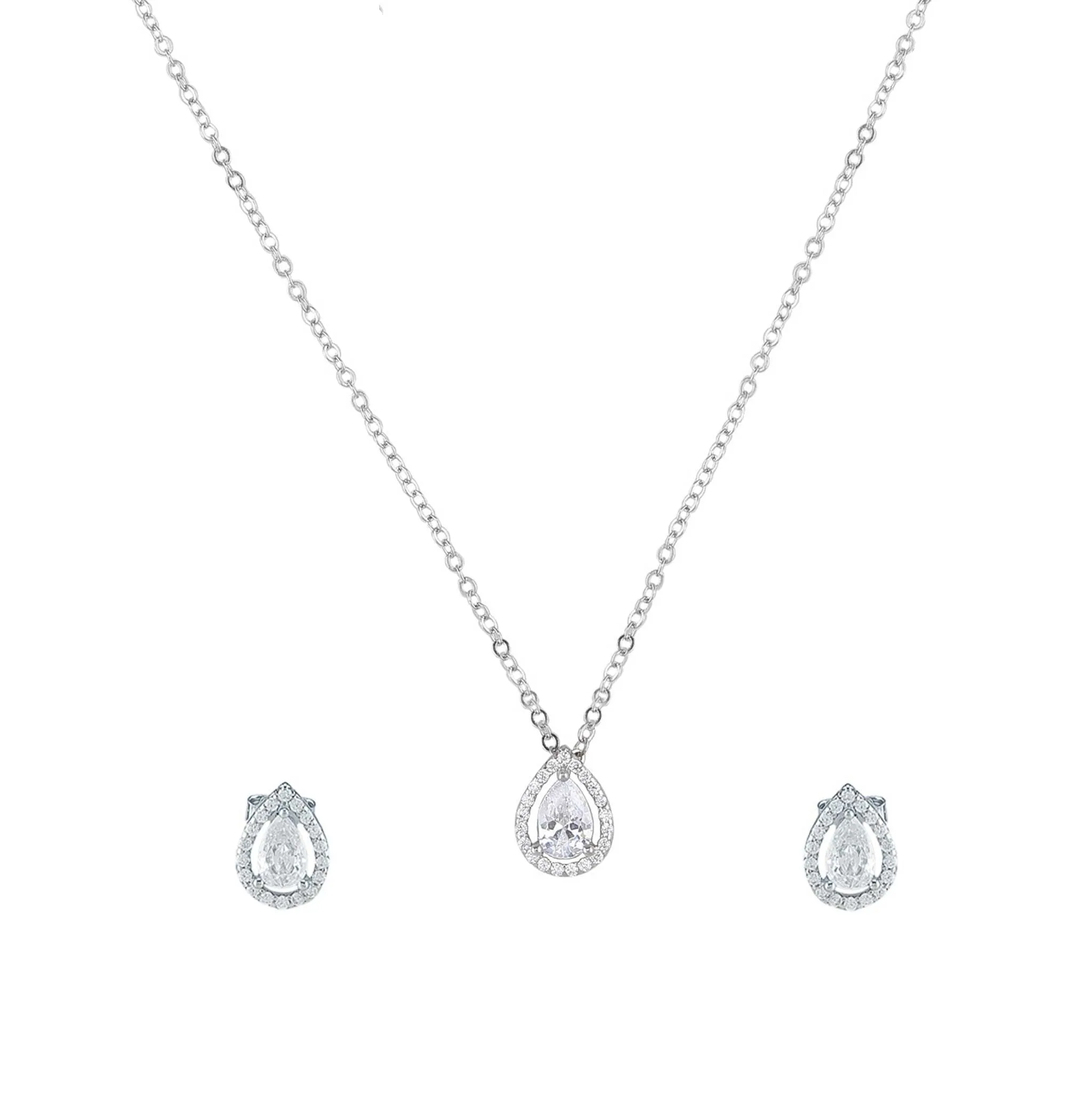 925 Silver Drop Shape Pendant Set