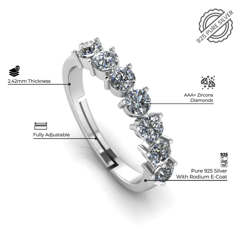 925 Sterling Silver Diamond studded minimal Ring for Women and Girls