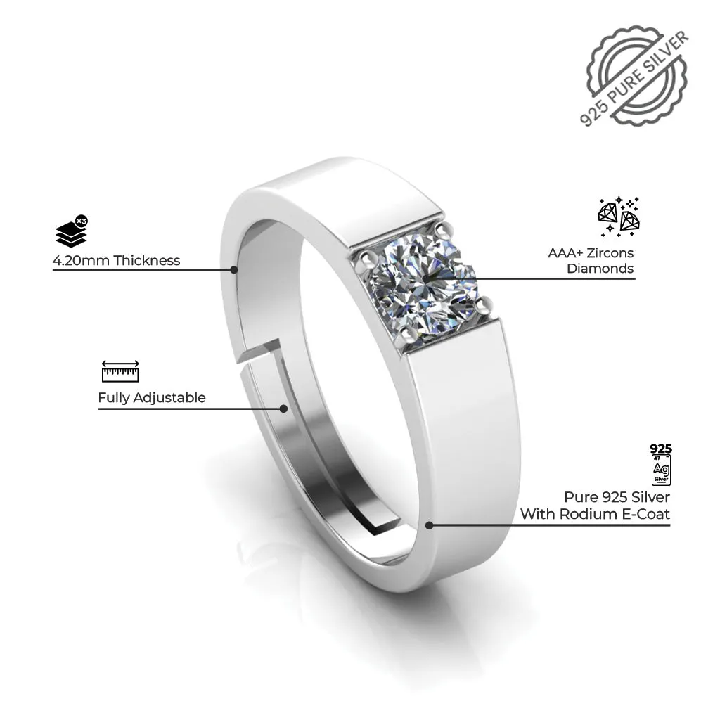 925 Sterling Silver Zircon Embellished Crown Couple's Ring