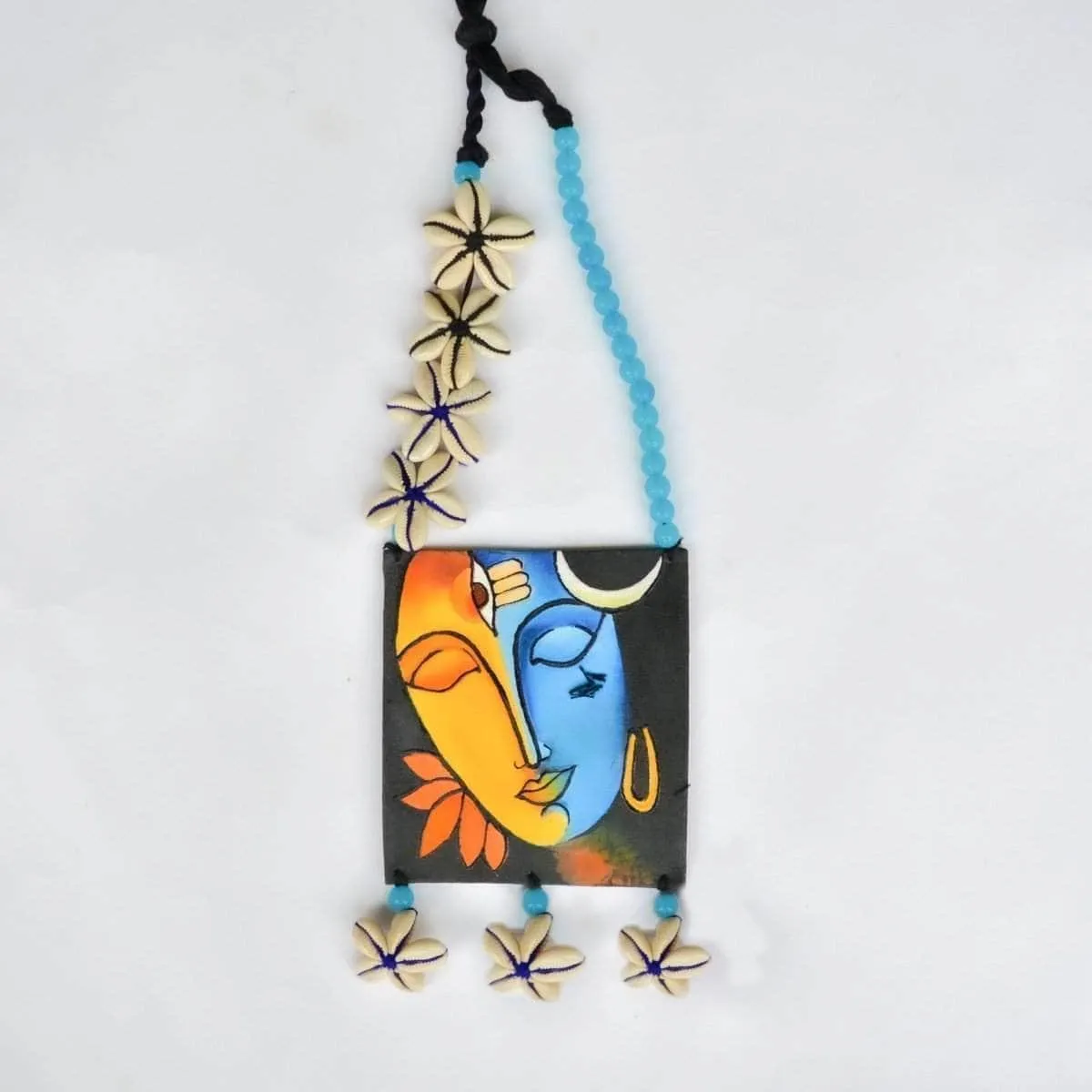 Aarya Handpainted Blue And Yellow (Necklace)