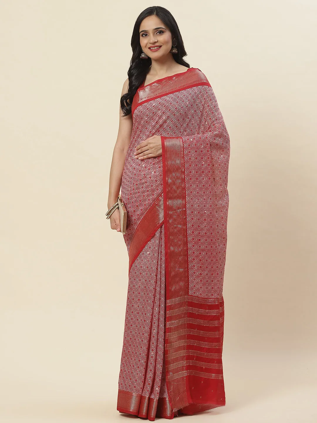 Abstract Printed Handloom Woven Saree