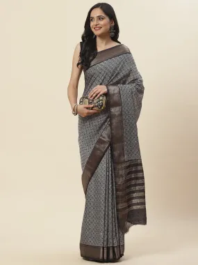 Abstract Printed Handloom Woven Saree