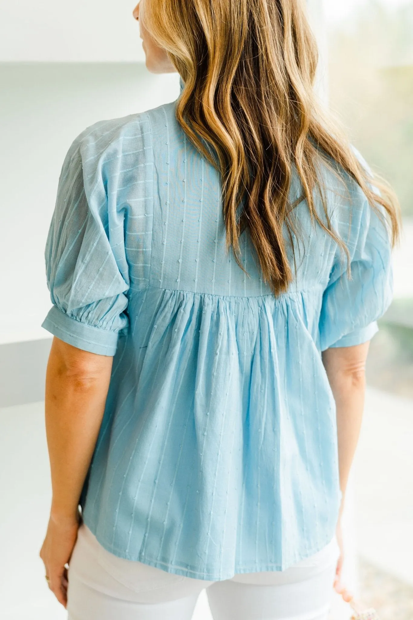 Air Blue Stripe High Neck Top