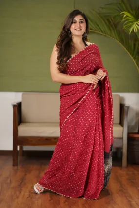 Ajrakh Bandhani Mul Cotton Saree