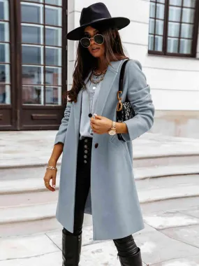 Alex Long Sleeve Longline Coat with Pockets