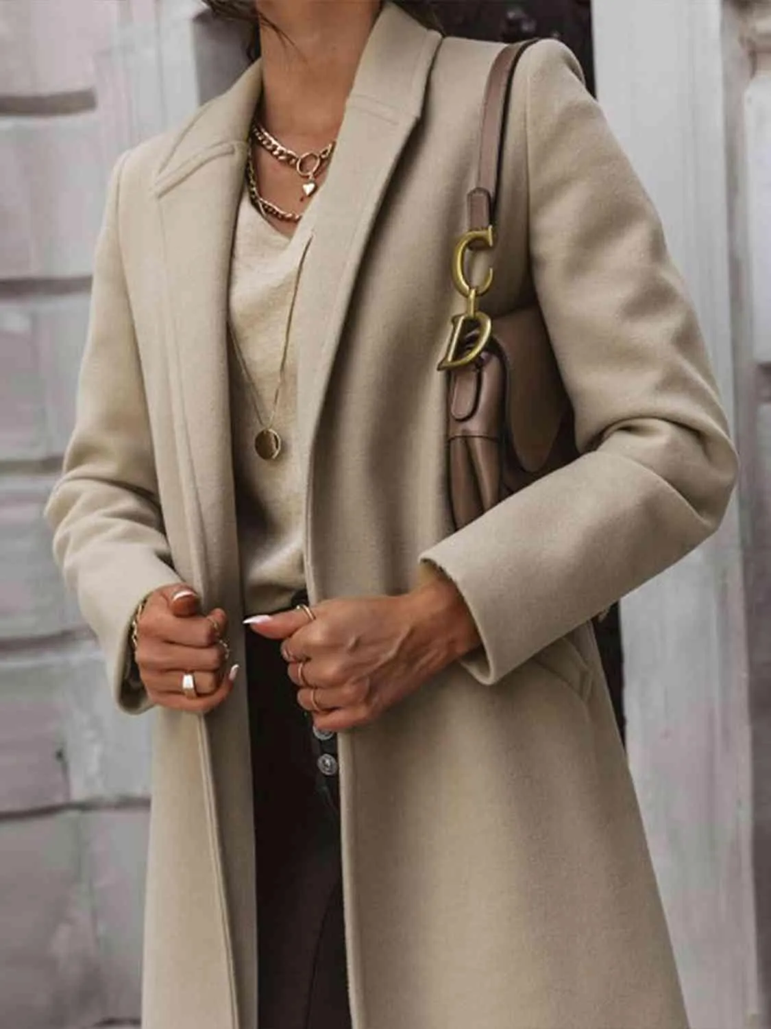 Alex Long Sleeve Longline Coat with Pockets