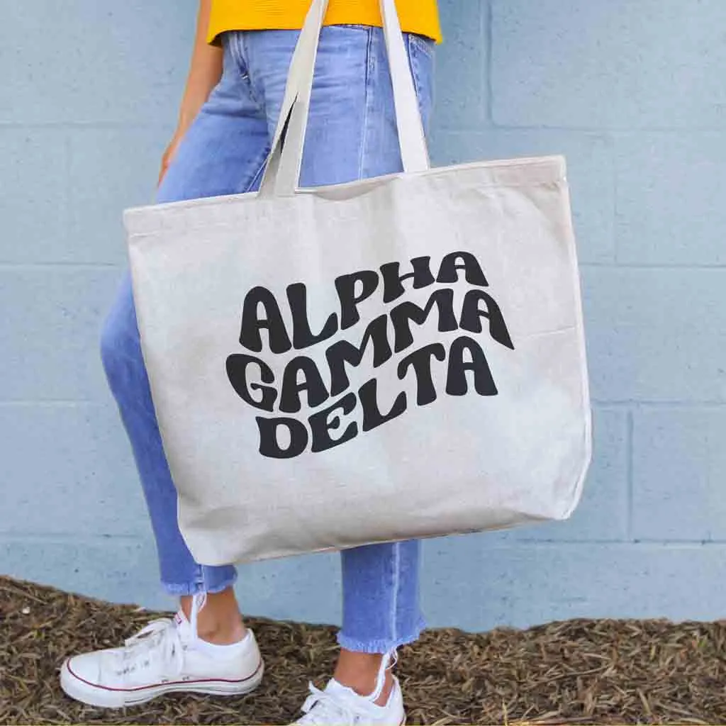 Alpha Gamma Delta Large Canvas Sorority Tote Bag with Simple Mod Design