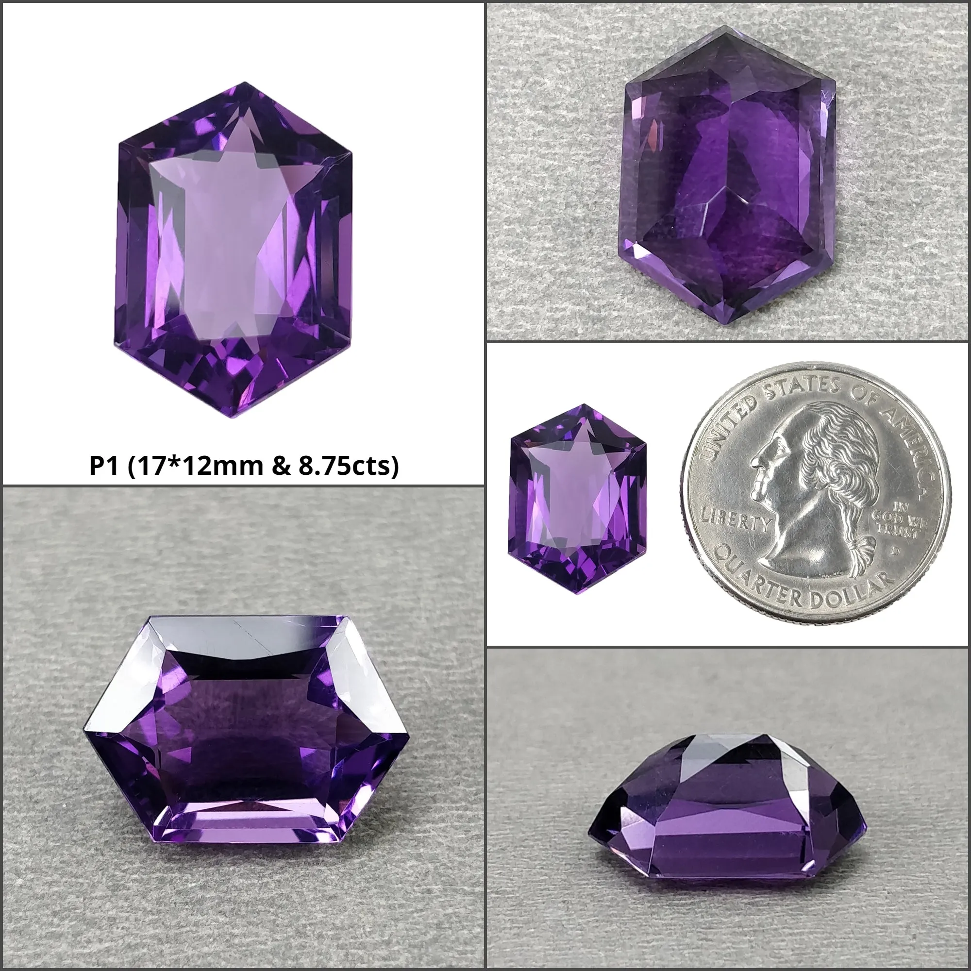 Amethyst Gemstone Normal Cut : Natural Untreated Purple Amethyst Quartz Hexagon Uneven Shape