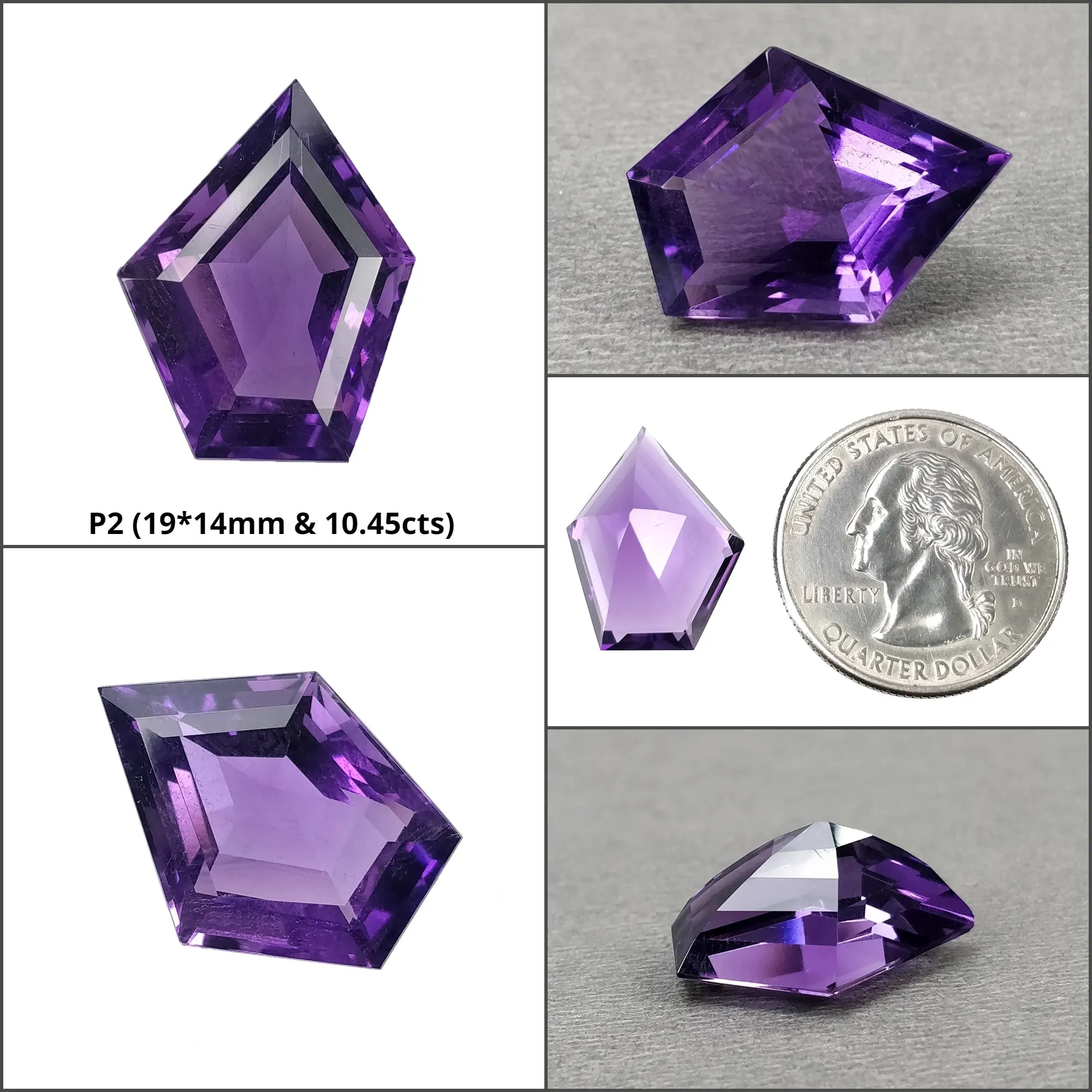 Amethyst Gemstone Normal Cut : Natural Untreated Purple Amethyst Quartz Hexagon Uneven Shape