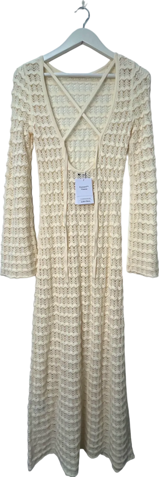 & Other Stories Cream Textured Midi Dress UK XS