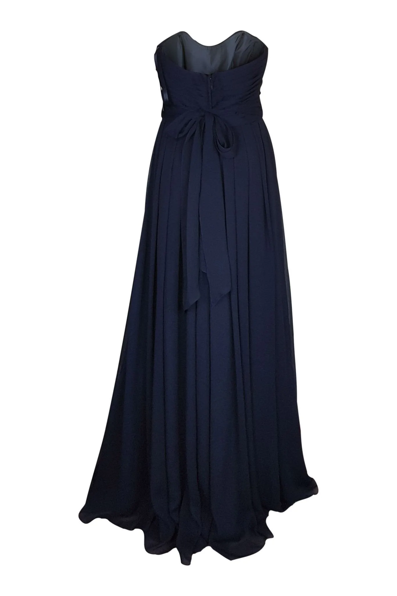 ANGELINA FACCENDA Navy Blue Strapless Chiffon Gown (10)